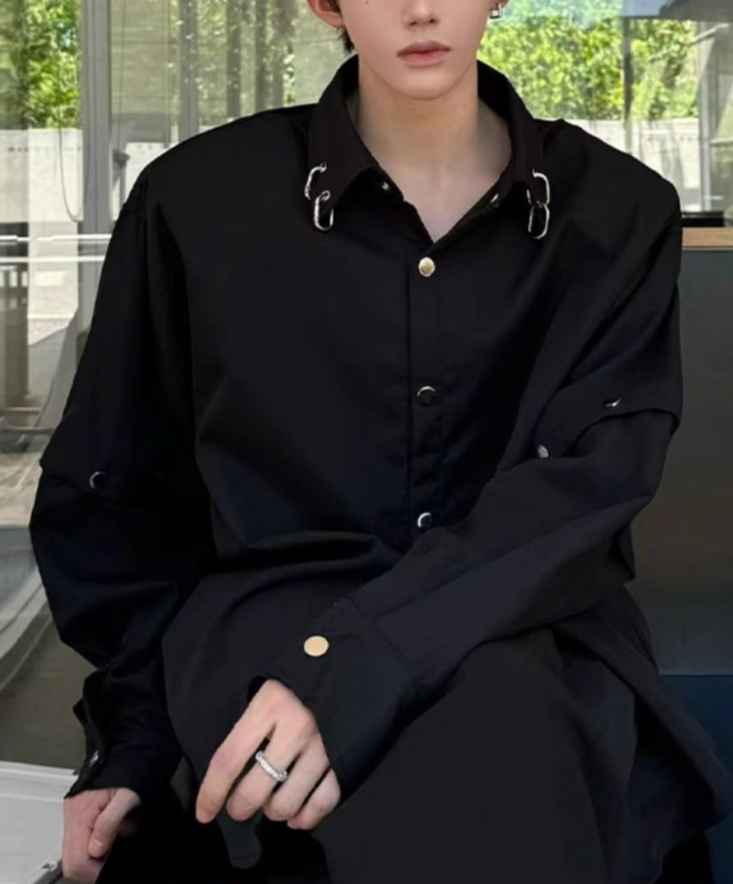 chainring decorative rivets shirt EN2687