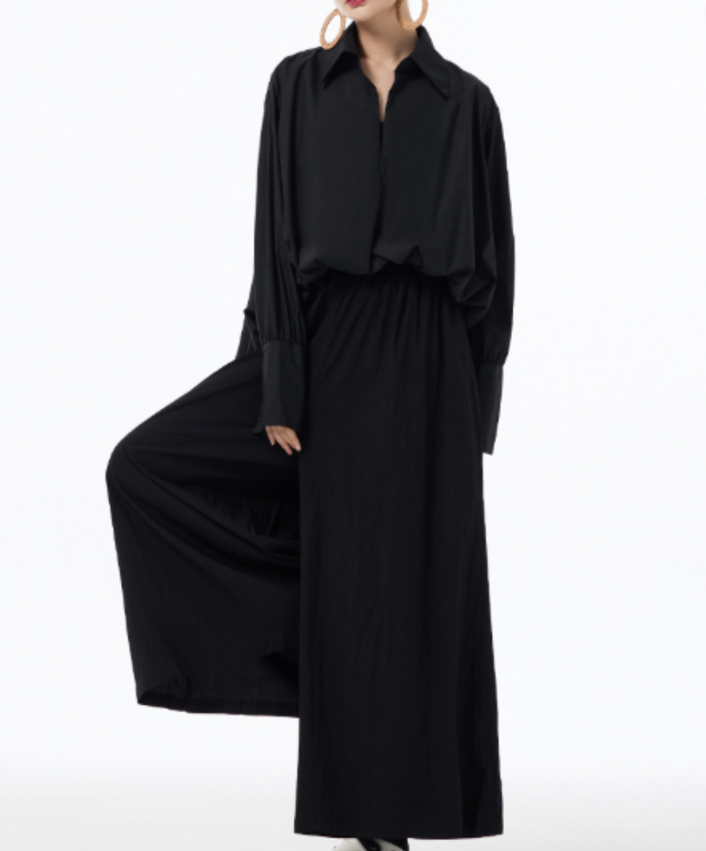 dark cinch-hem design shirt EN3042