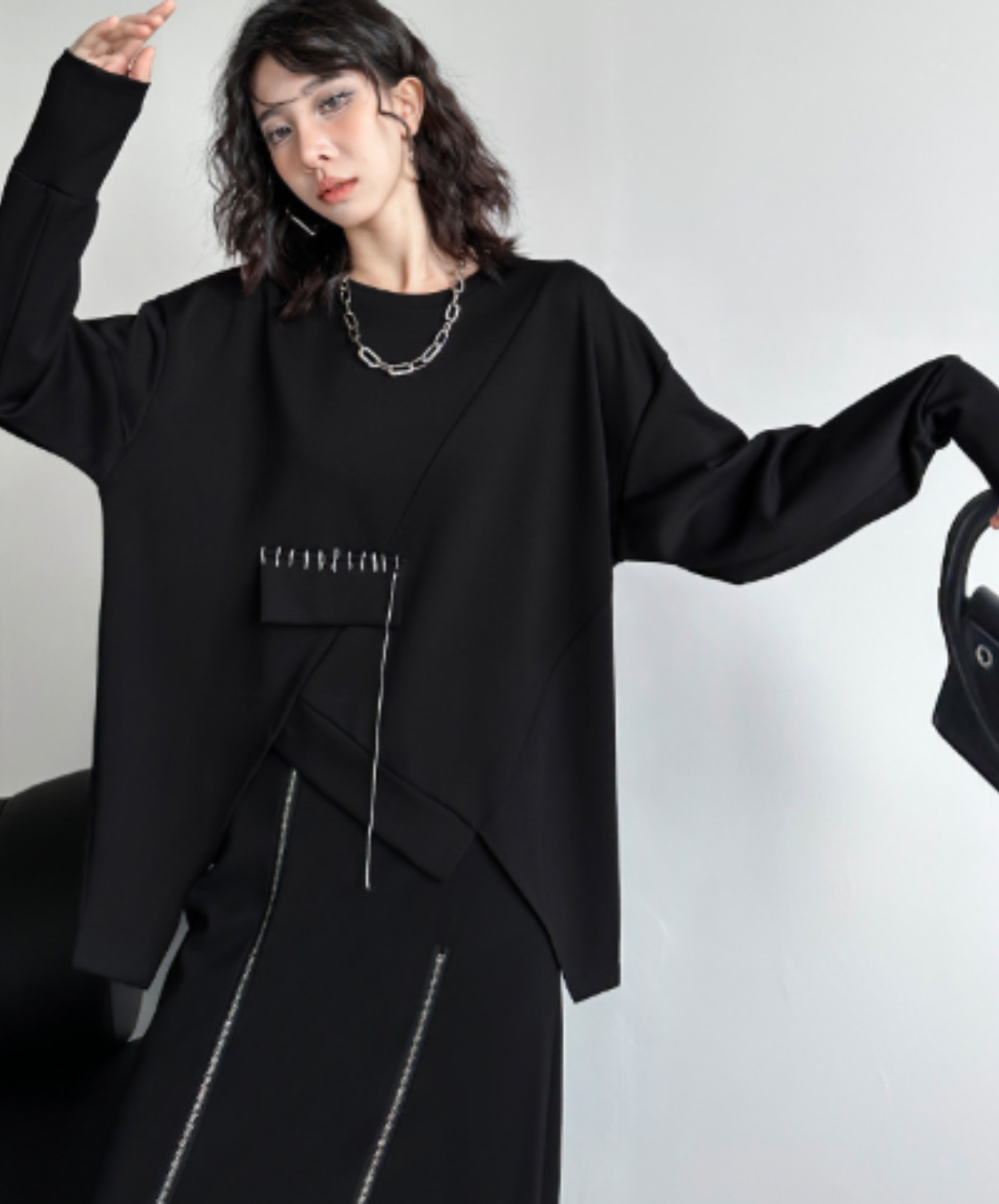 iIrregular seam line design sweatshirt EN3134