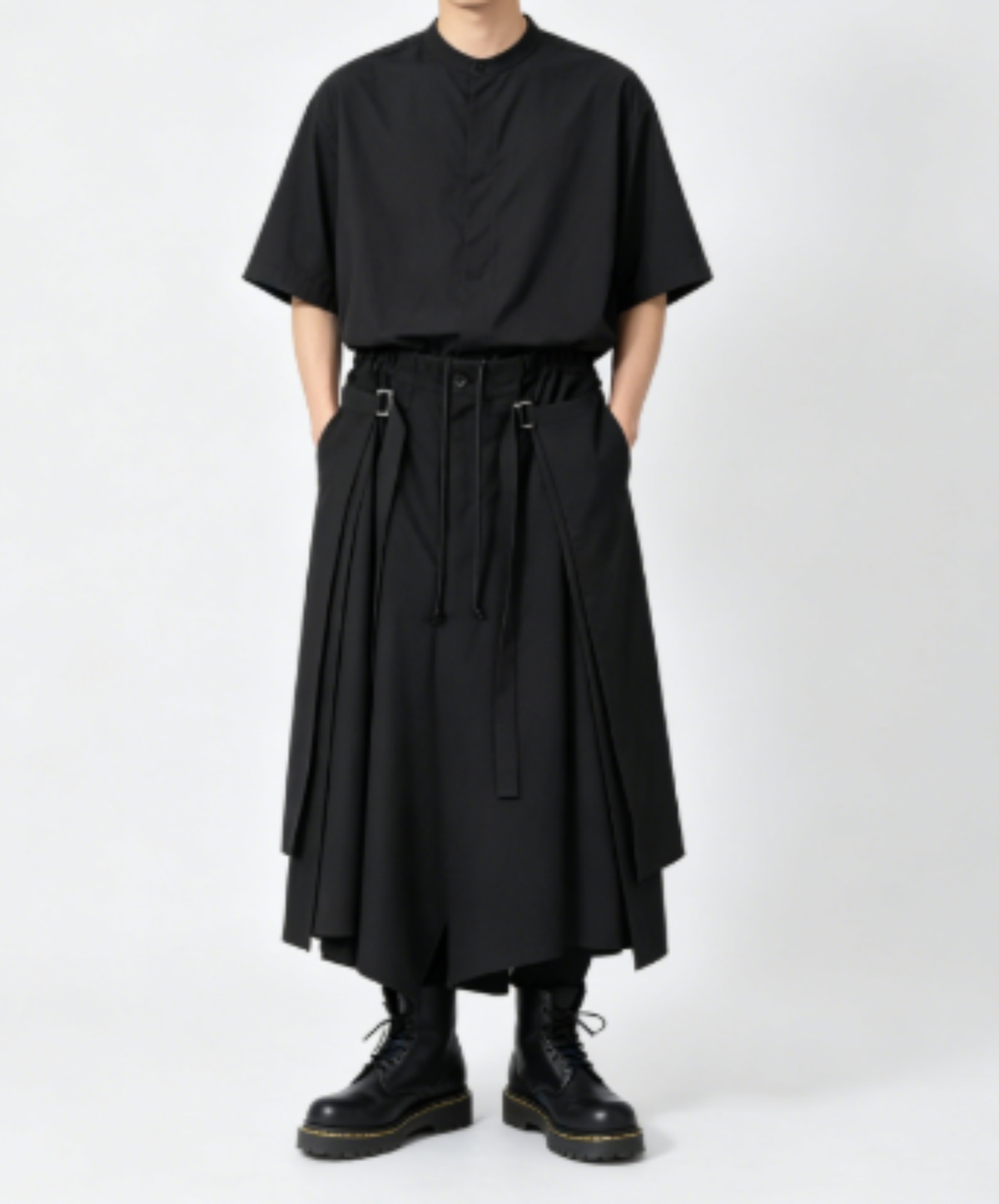 pleated design with straps pants EN3245