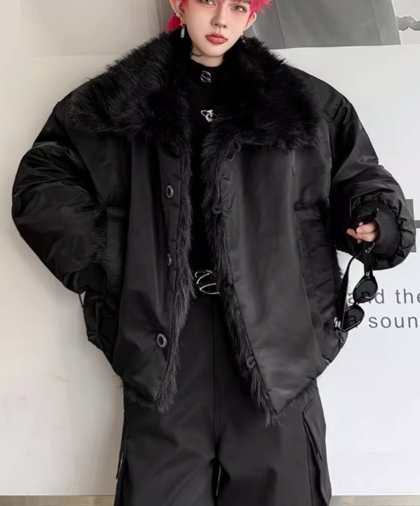 retro fur patchwork jacket EN2564