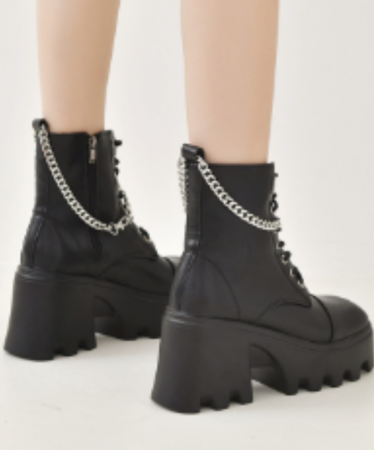 wrap around chain zip up boots EN2002