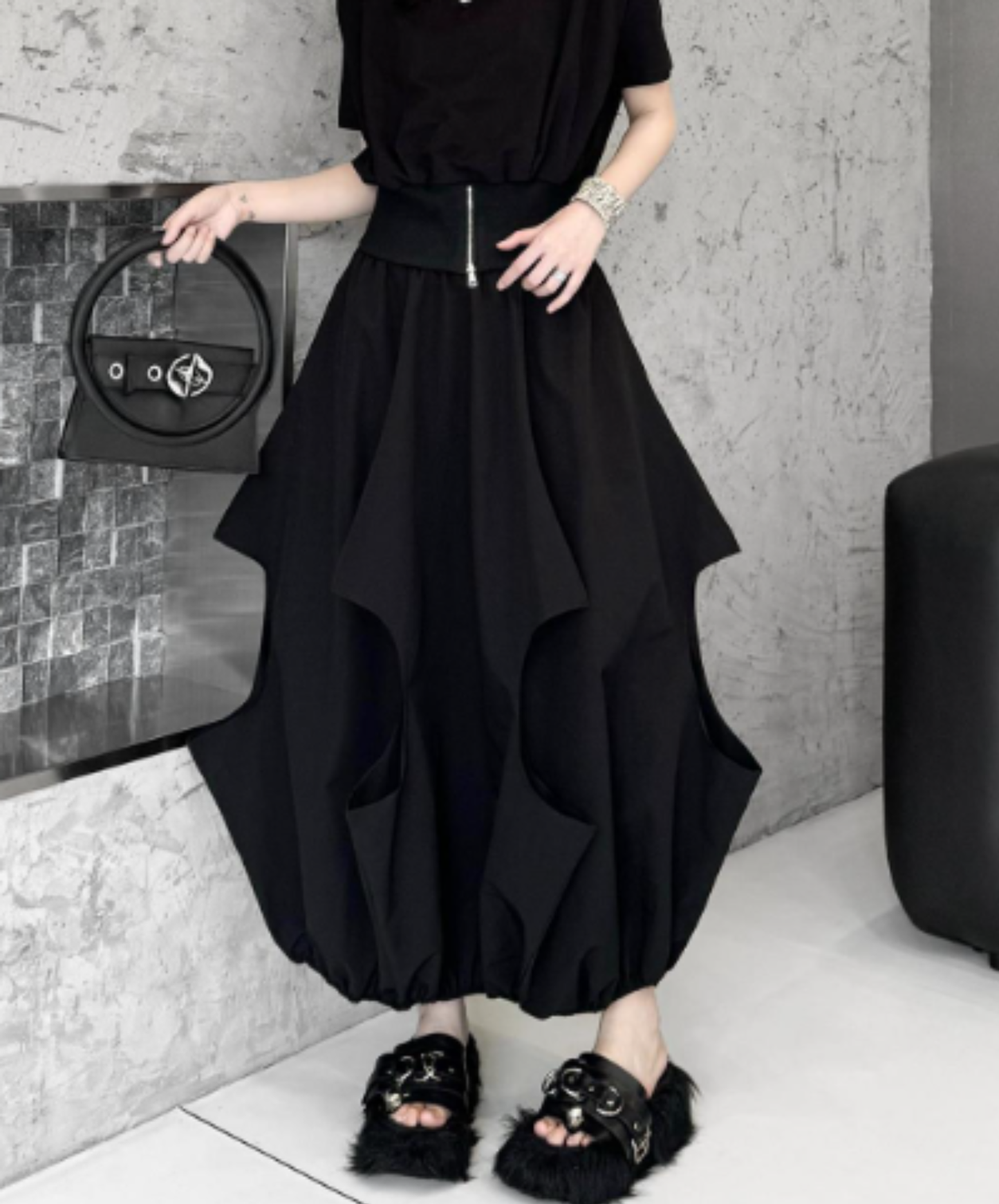 dark Irregular cutout tulip design skirt EN3078