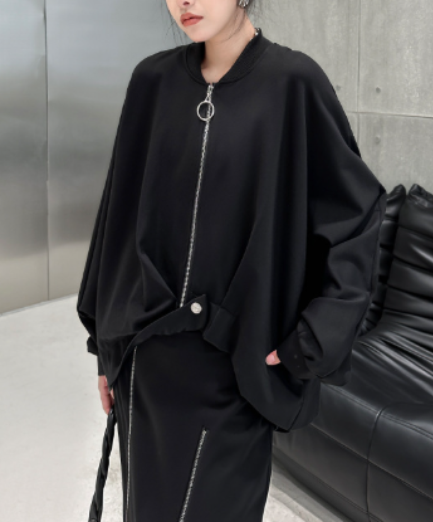 cropped length with ring zipper jacket EN3110