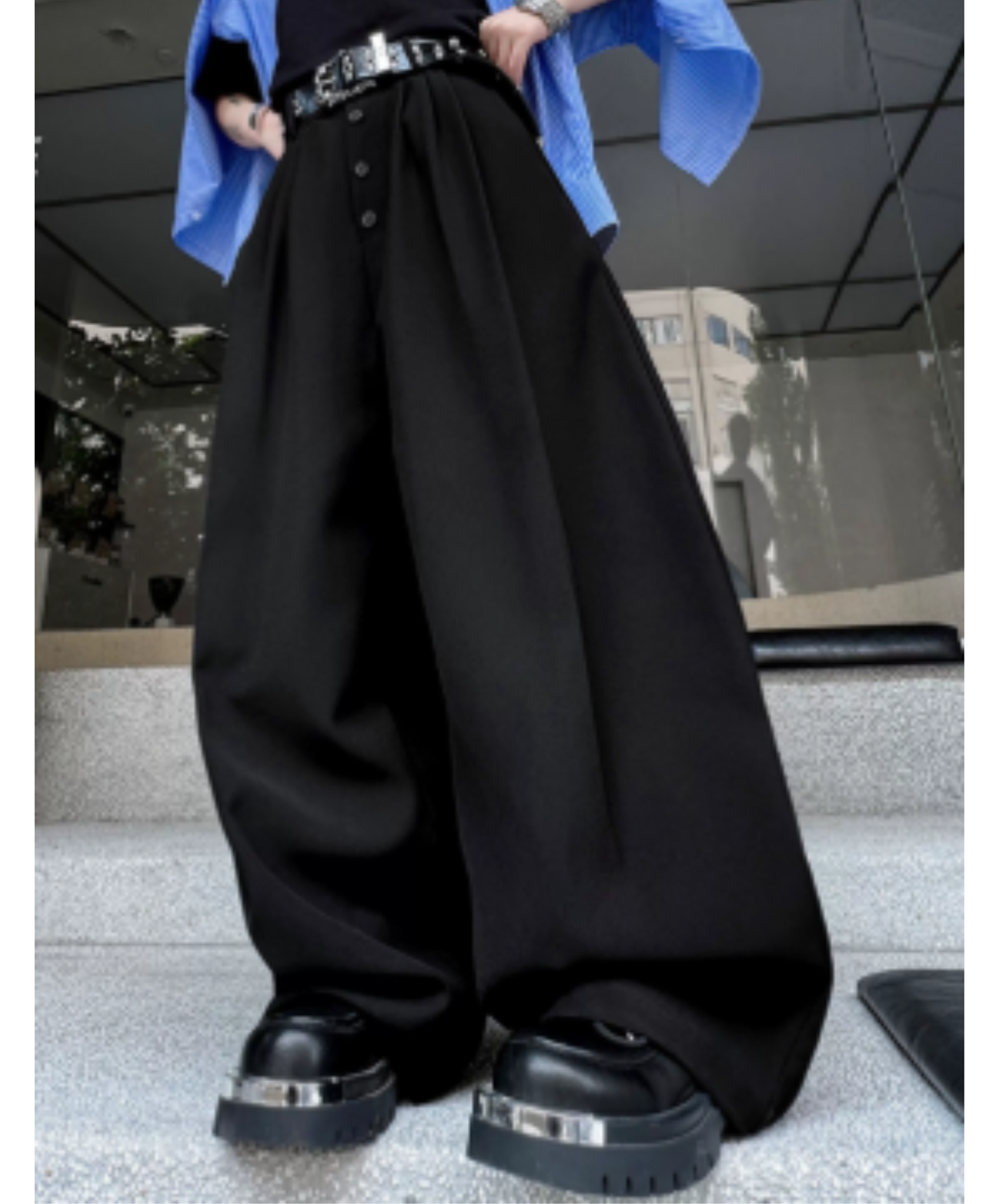 casual curve line wide pants EN2912
