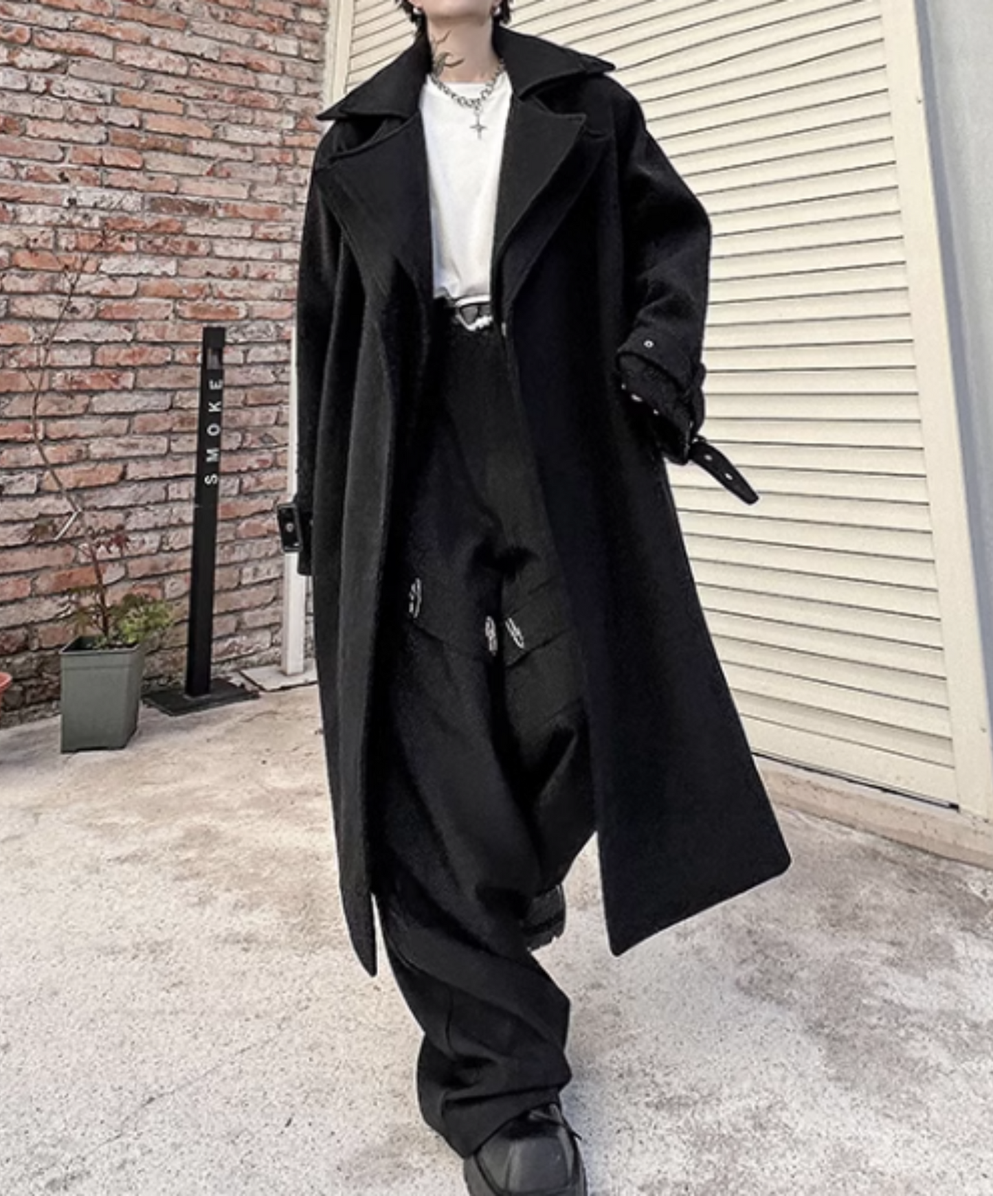 double layered collar long wool coat EN1886