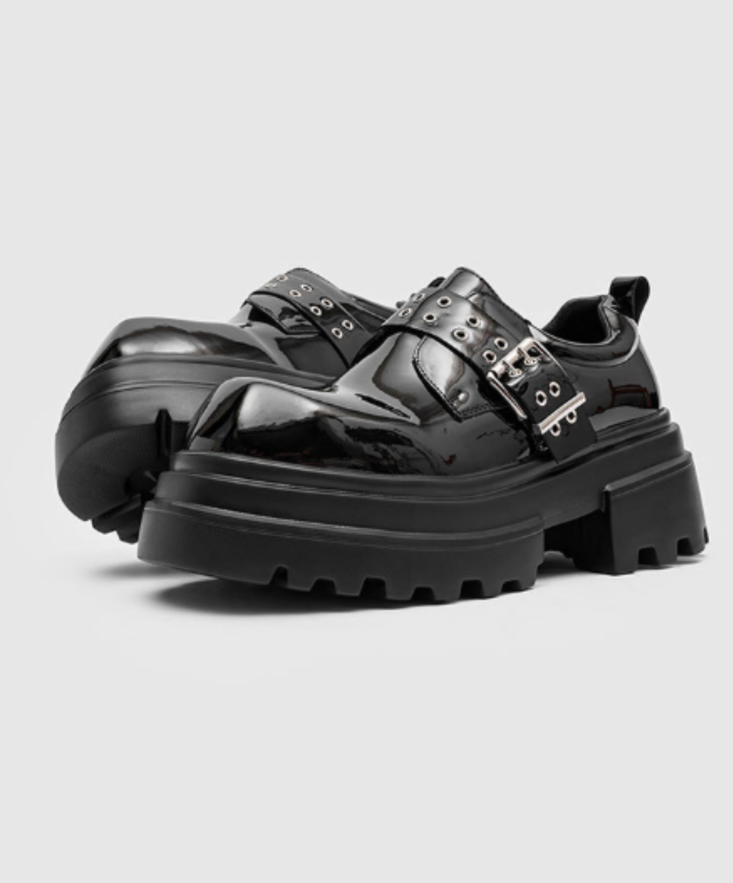 square-toe with belt detail shoes EN3029