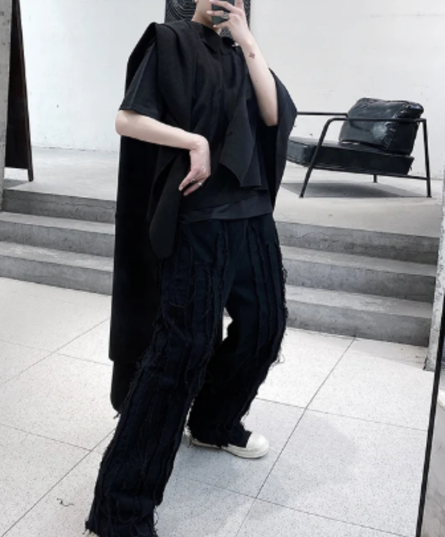 dark long bat cape shirt EN3021