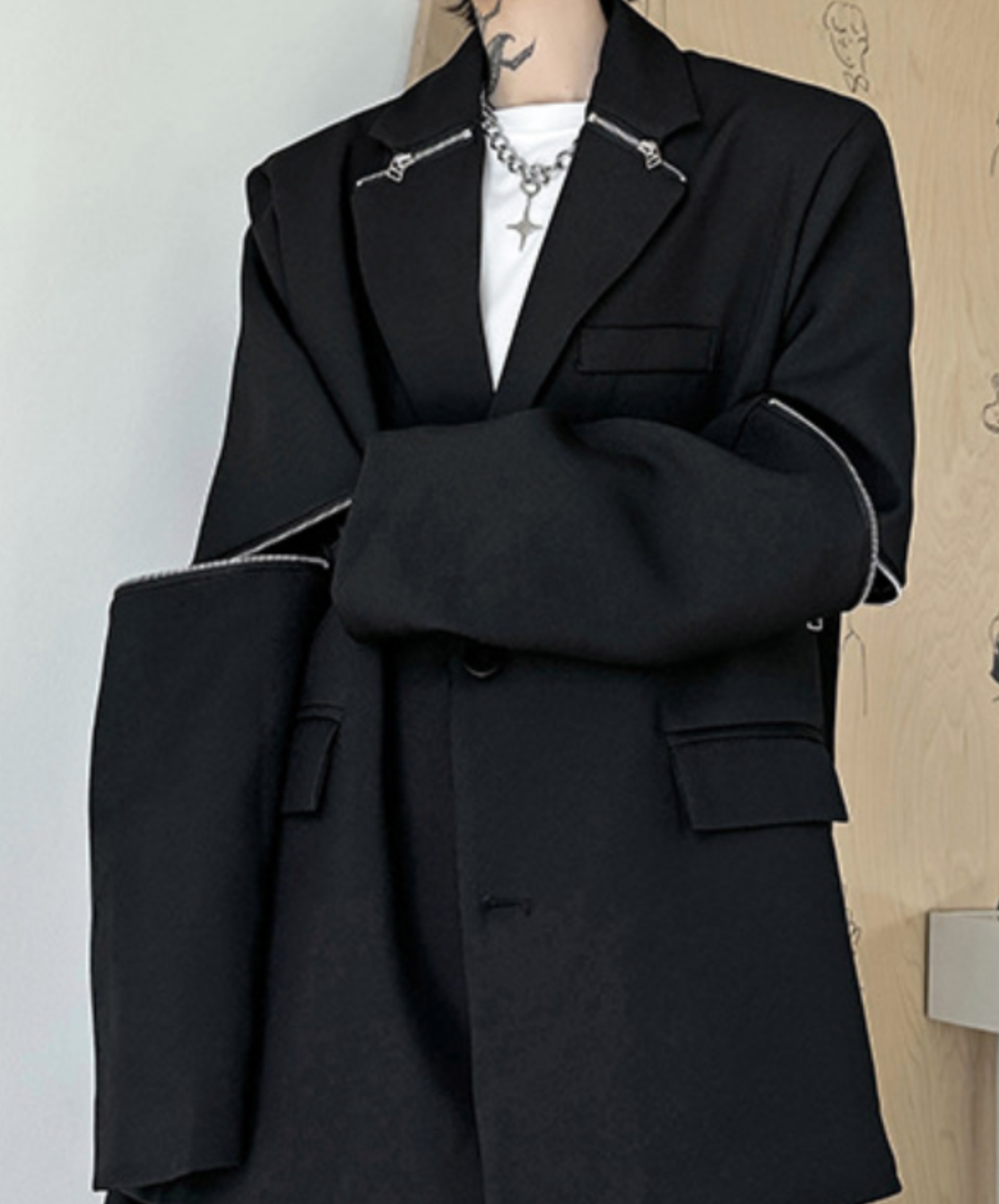 【style80】dark mode outfit set EN2536（jacket + shirt + pants set）