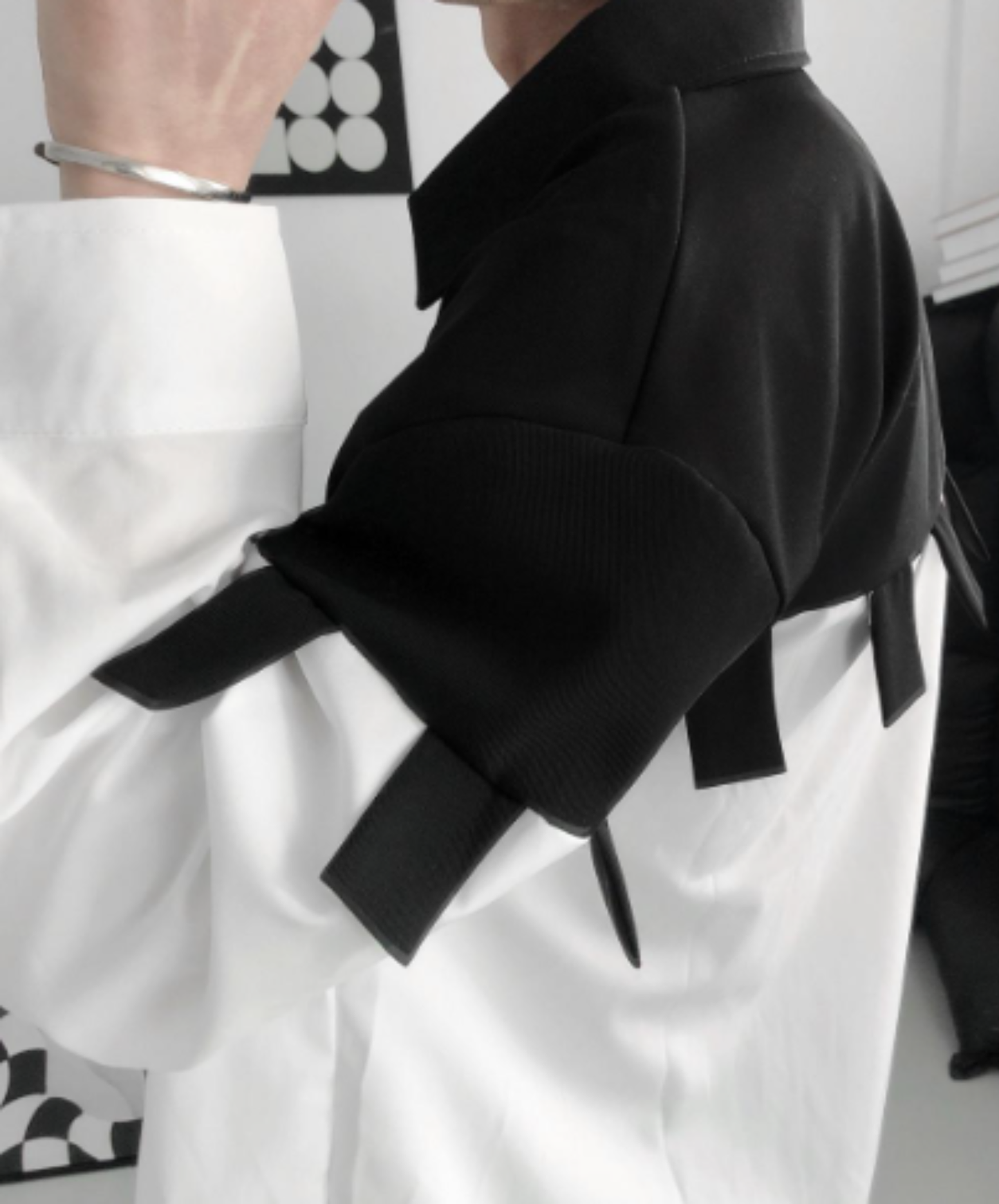 black and white patchwork shirt EN3069