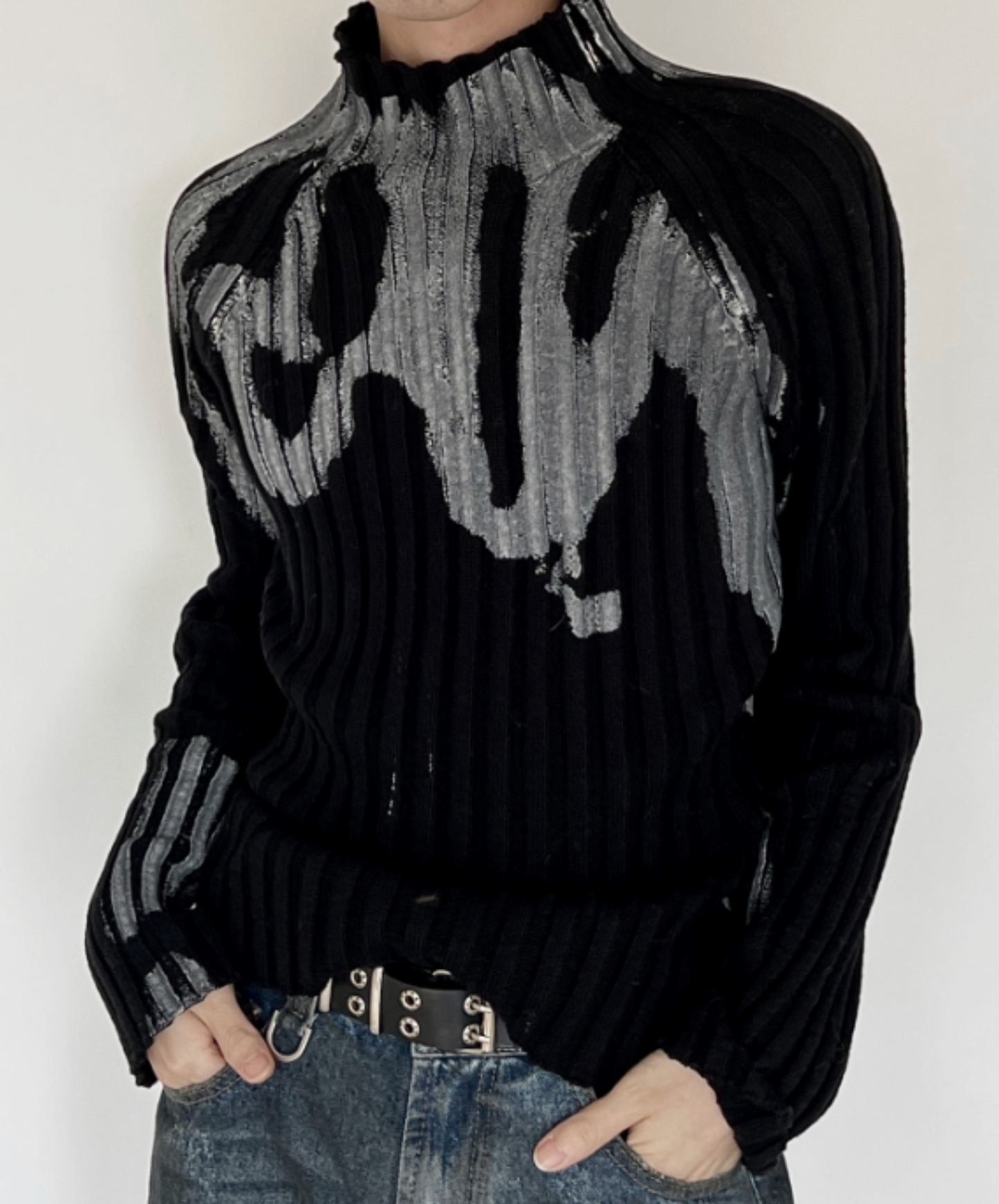 slim fit monotone gradation sweater EN2517