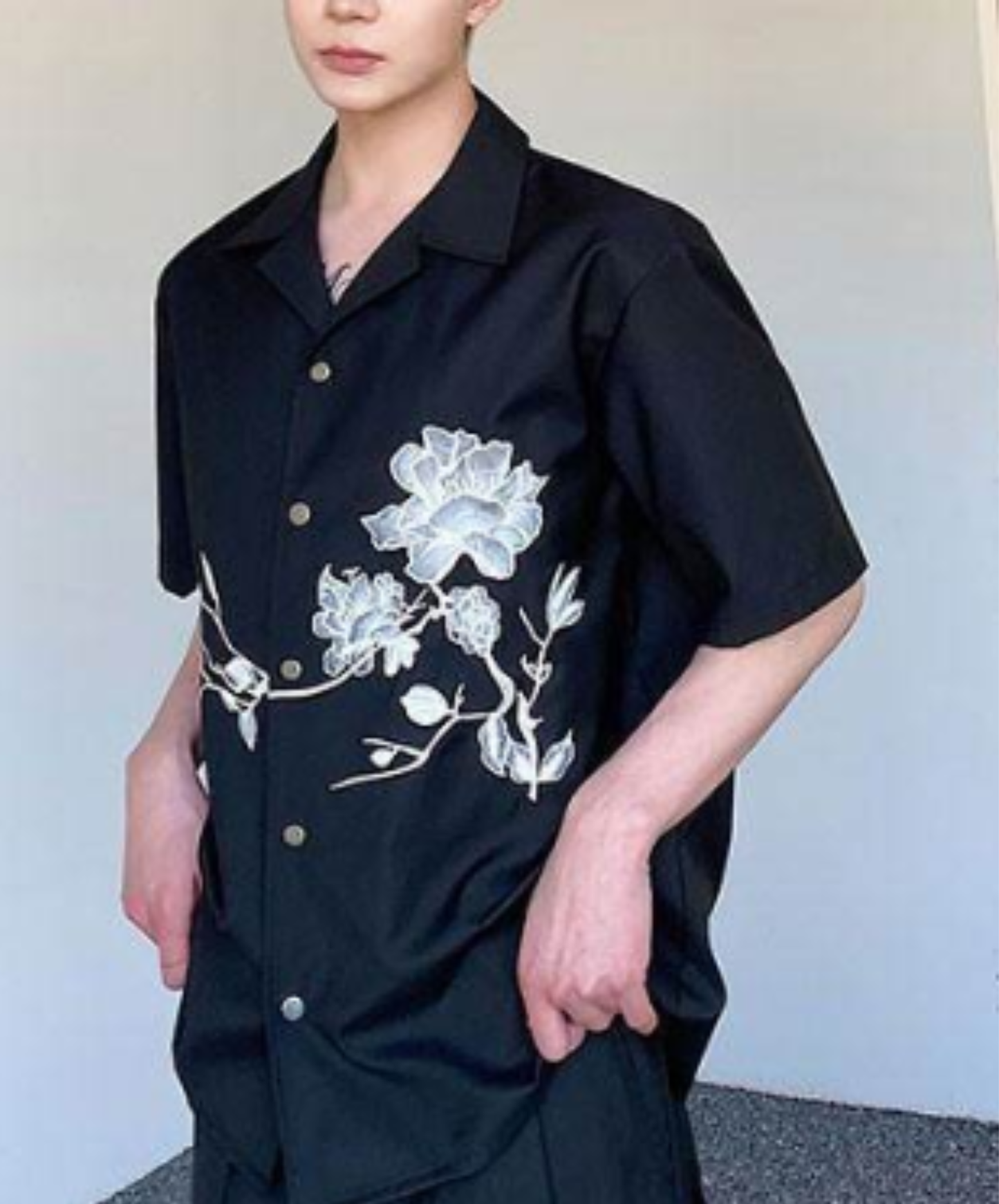 dark retro flower embroidery shirt EN2904