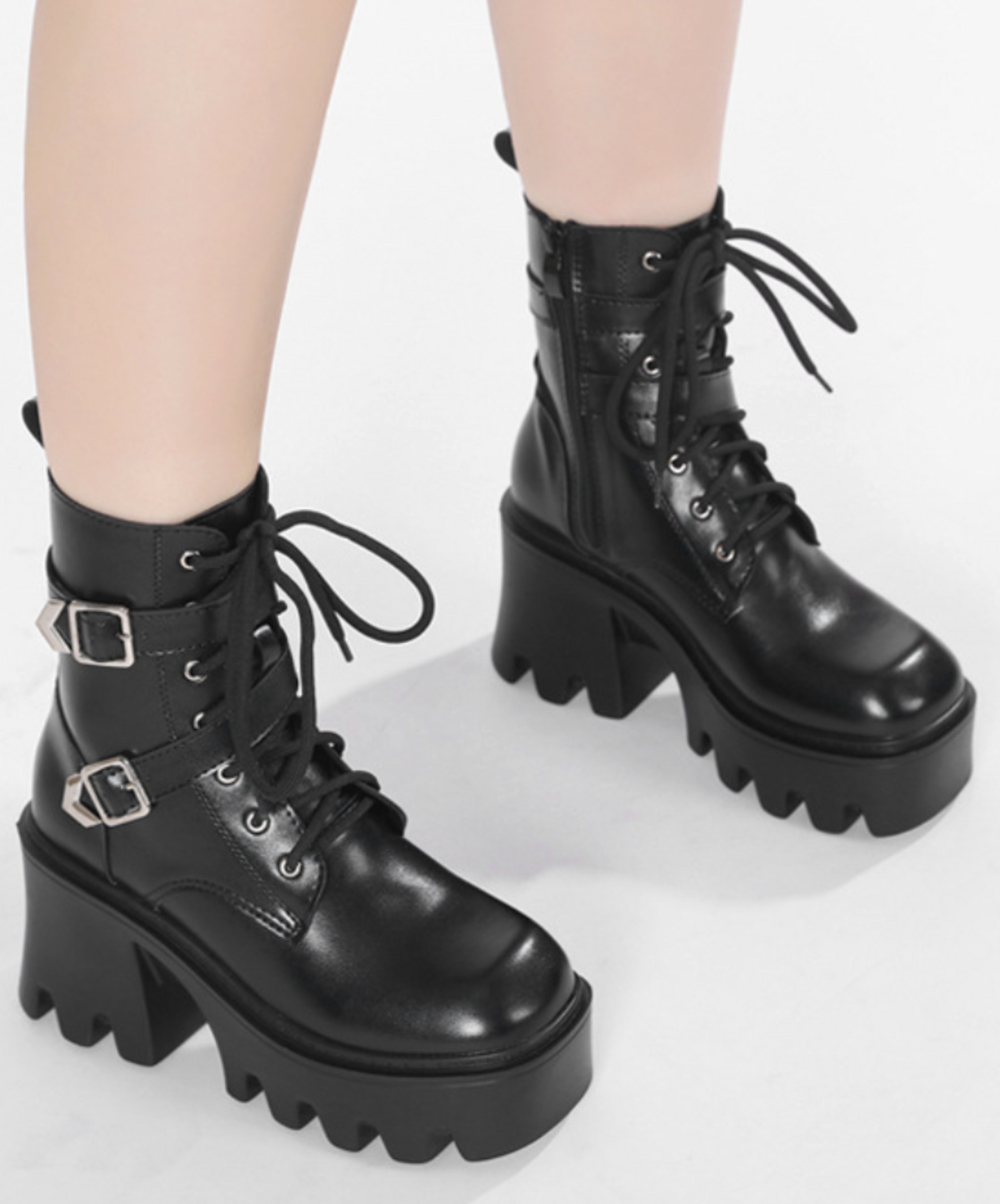 wave-shaped sole double belt boots EN2610