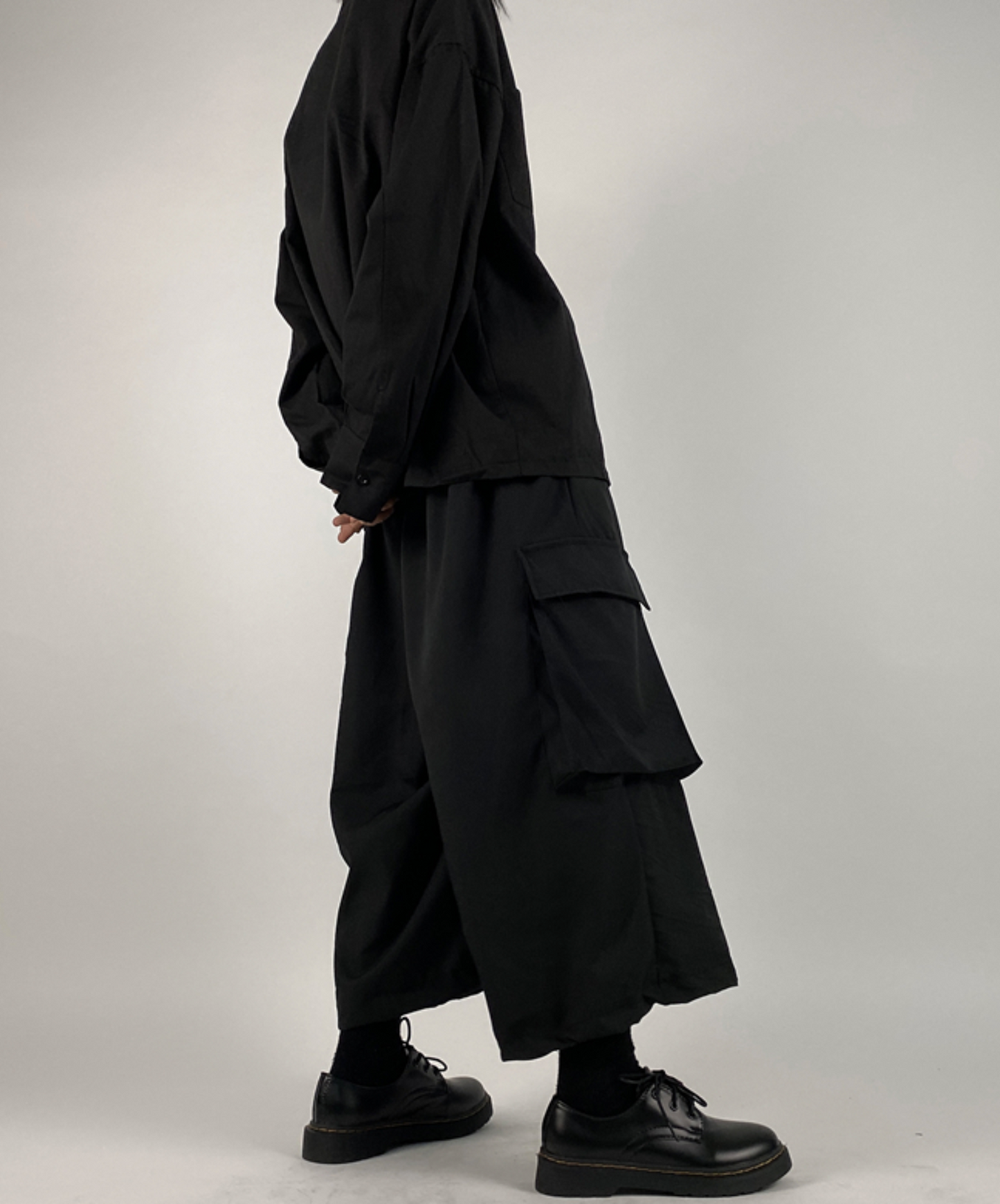dark loose big pocket wide pants EN2394
