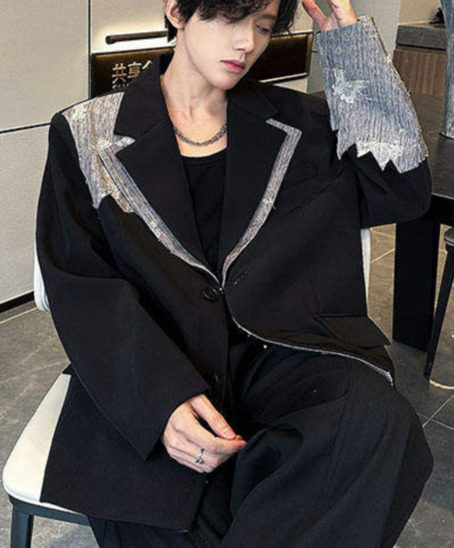 stylish lace trim jacket EN2689