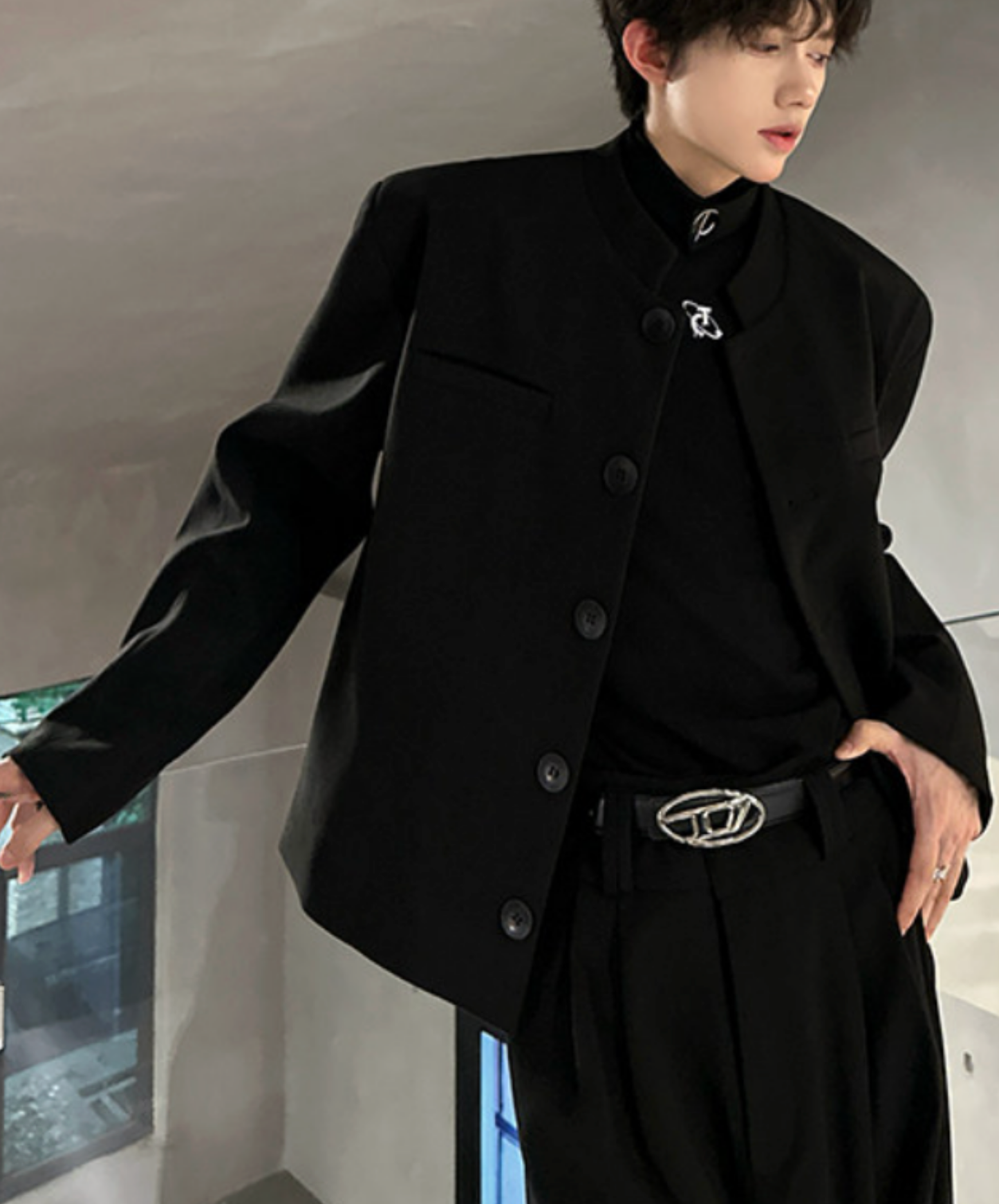 korean retro style stand collar jacket EN2684