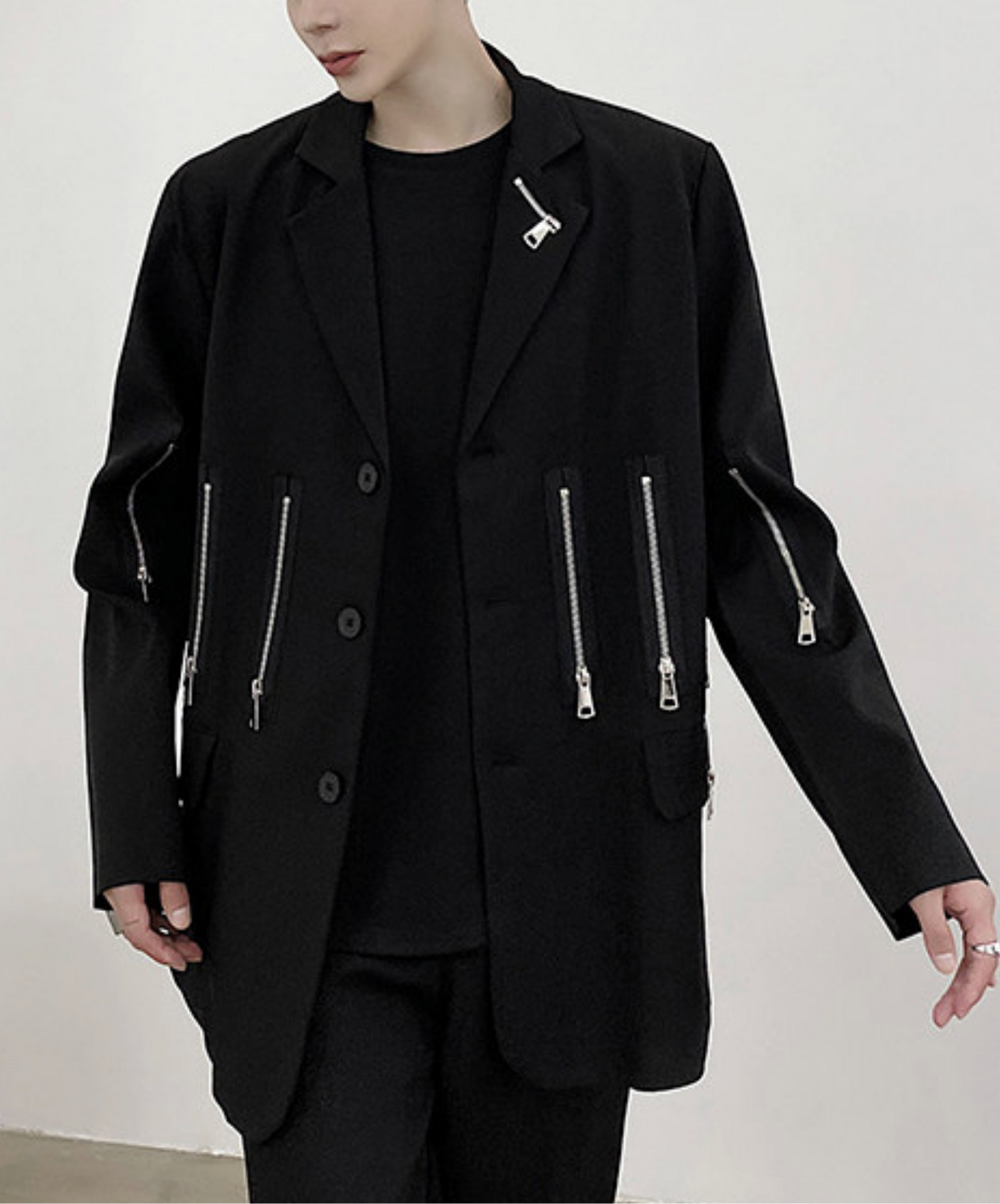 multiple metal zipper decoration jacket EN2754