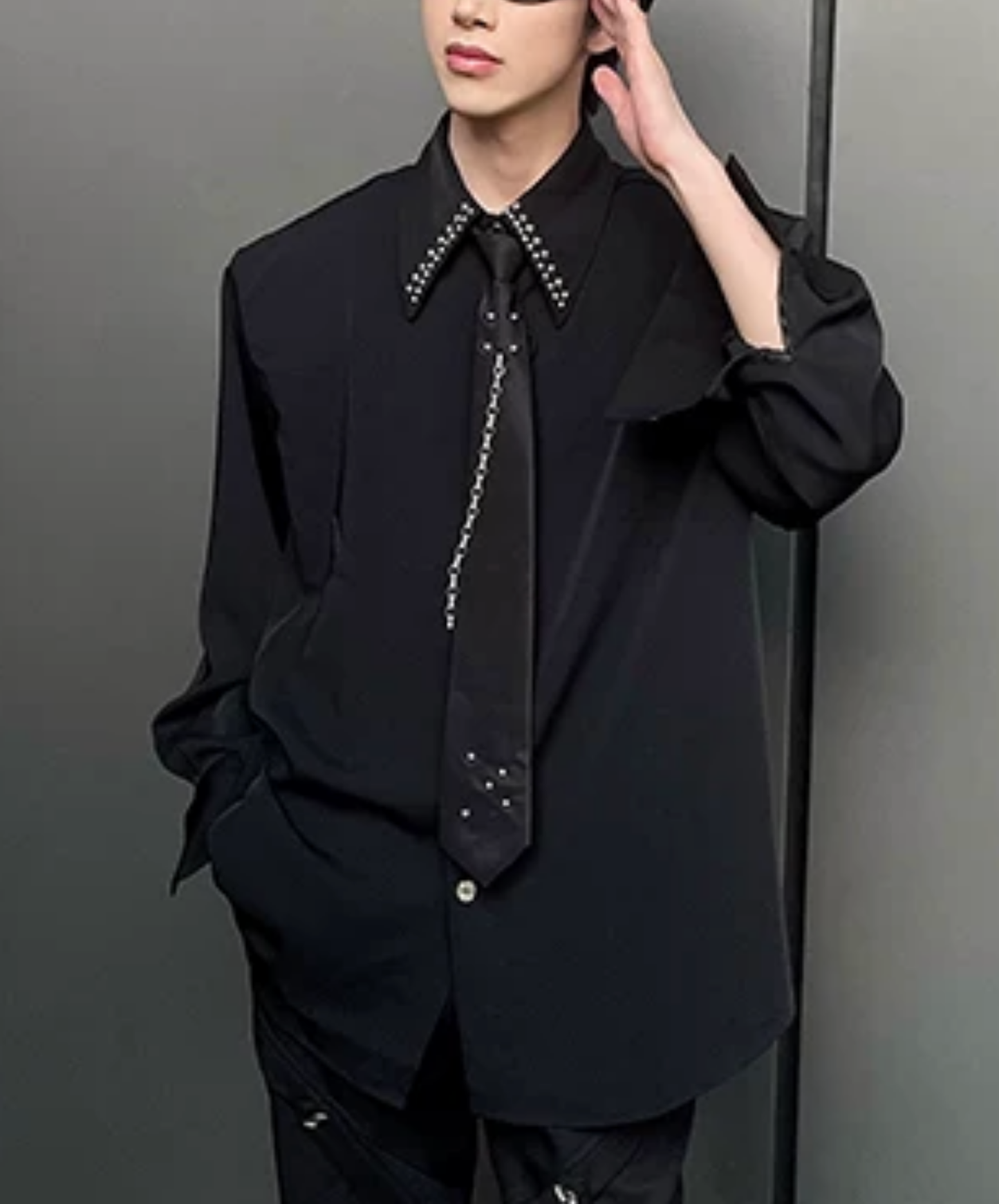 metal rivet tie included shirt EN2852