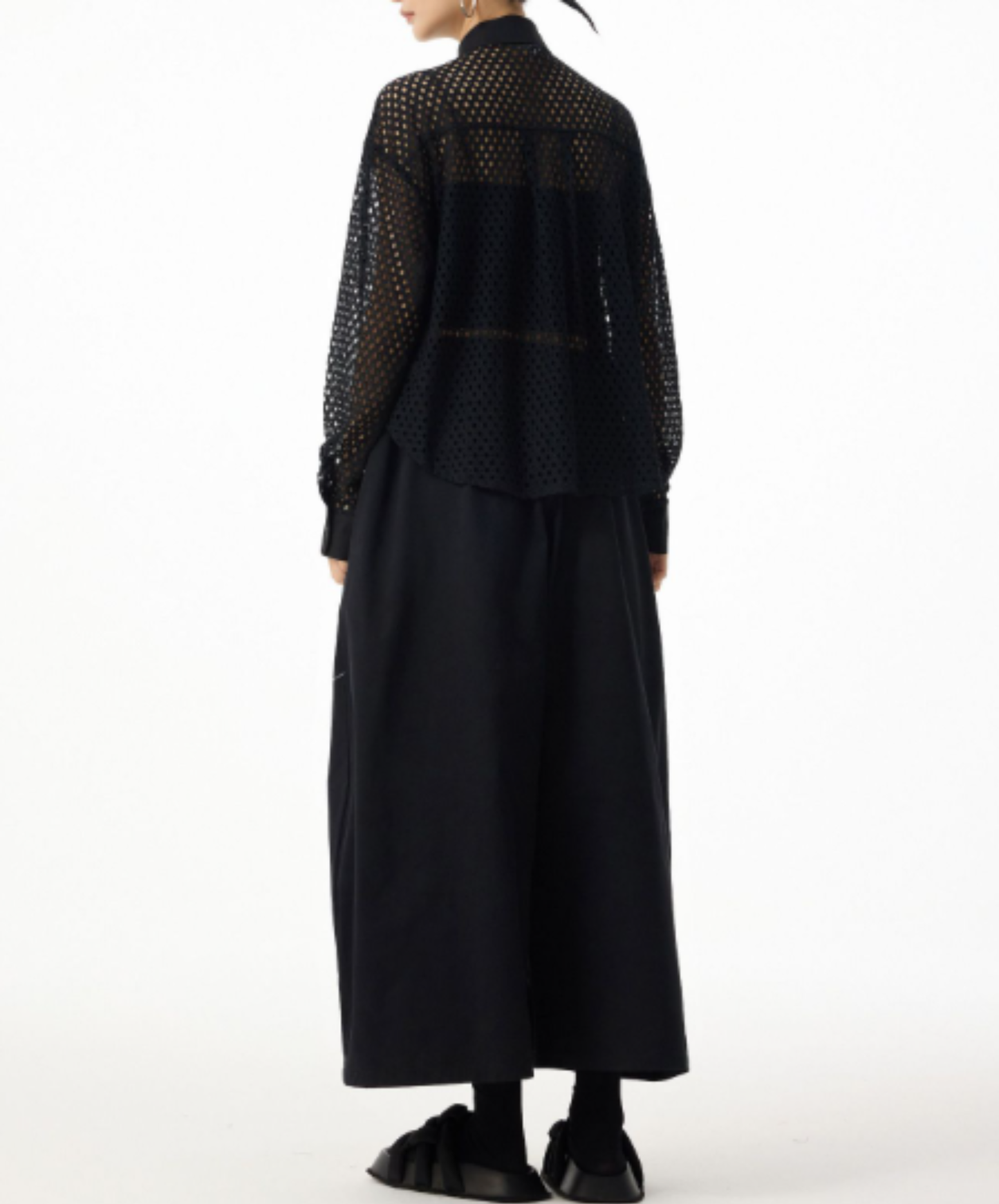 mesh patchwork sheer shirt EN2988