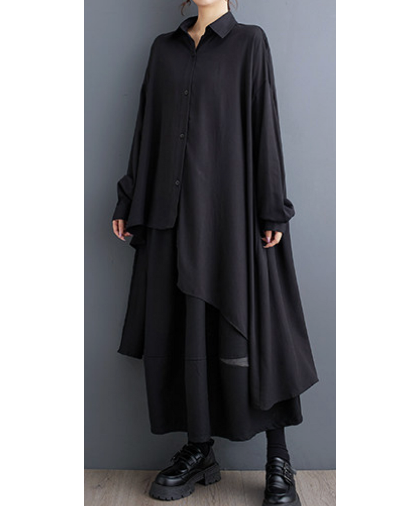 dark asymmetrical loose long shirt EN2702