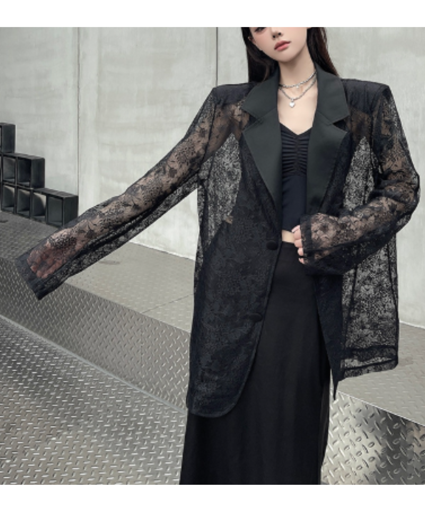 lightweight jacquard patchwork lace jacket EN3000