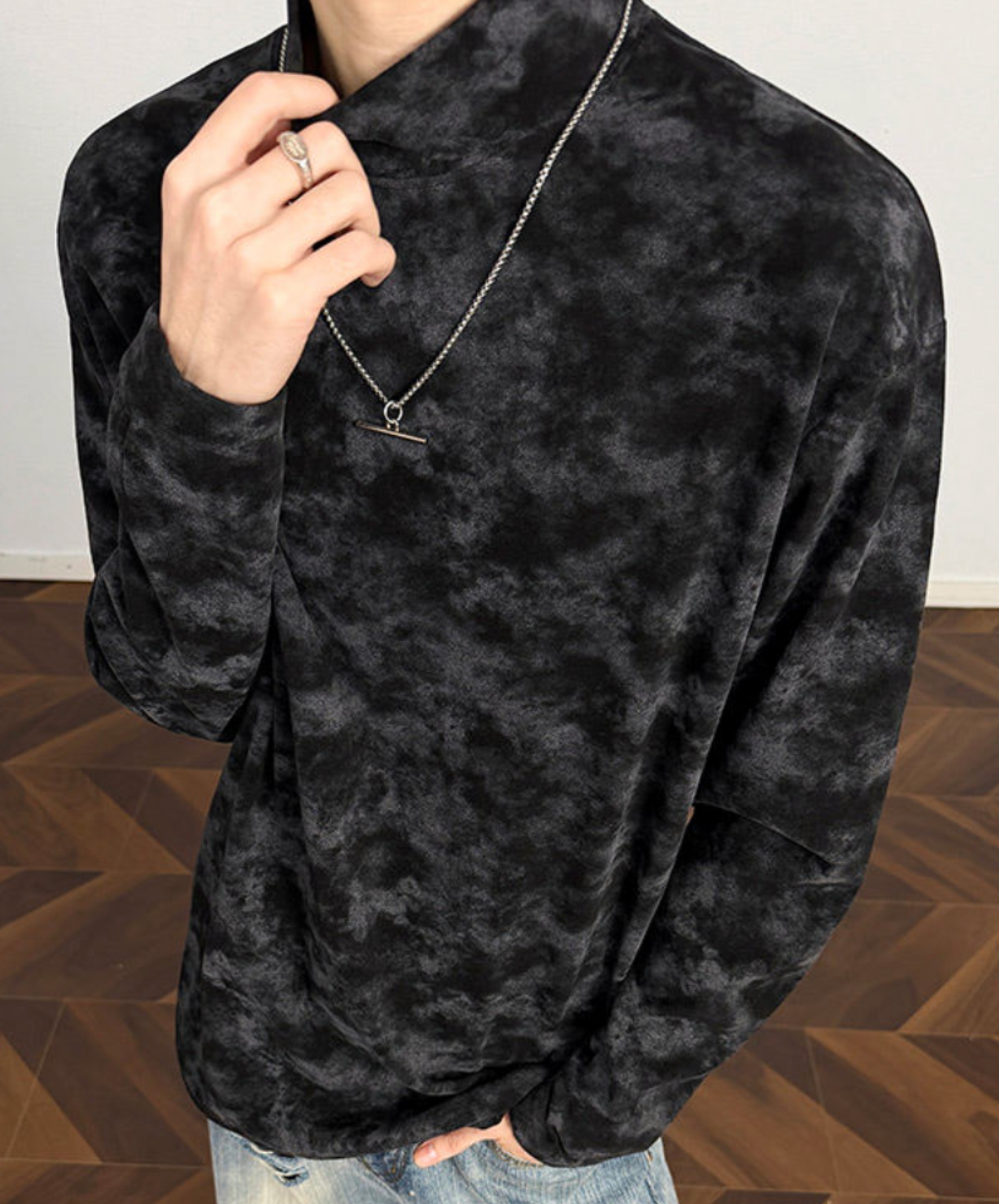 stand collar tie-dye t-shirt EN2557