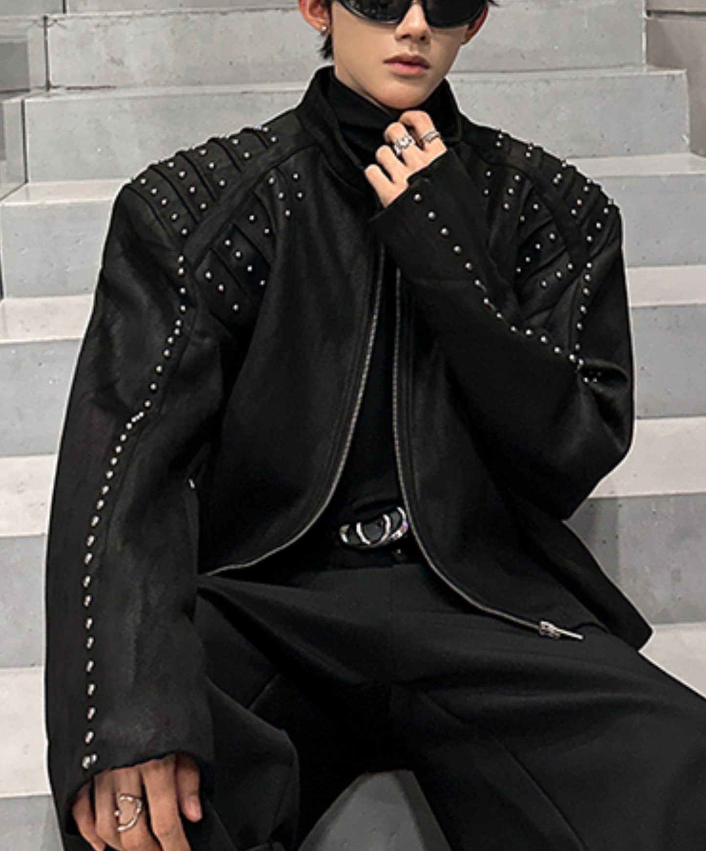 metal stud embellished shorts jacket EN2505