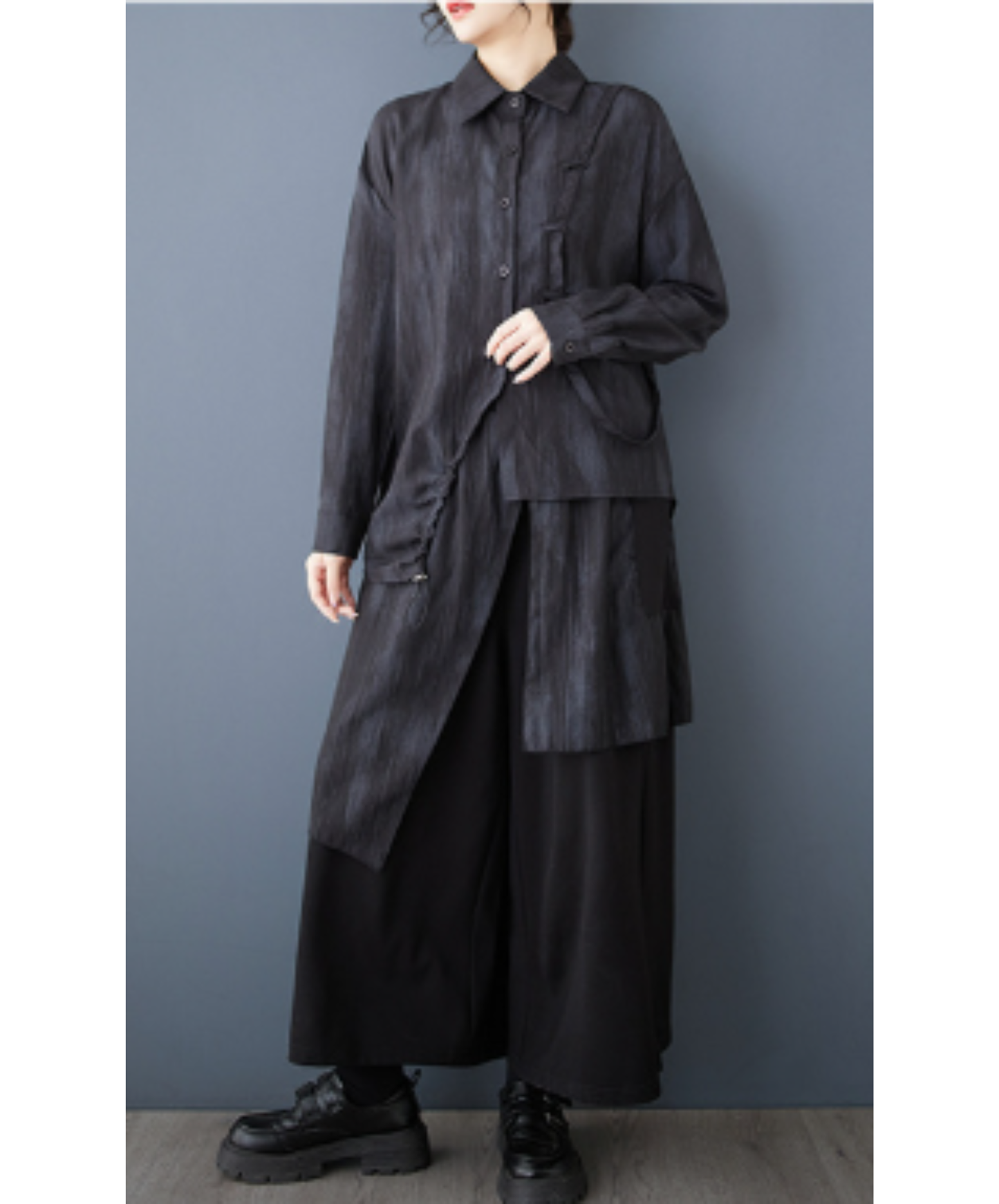 dark asymmetrical and loose-fitting shirt EN3040