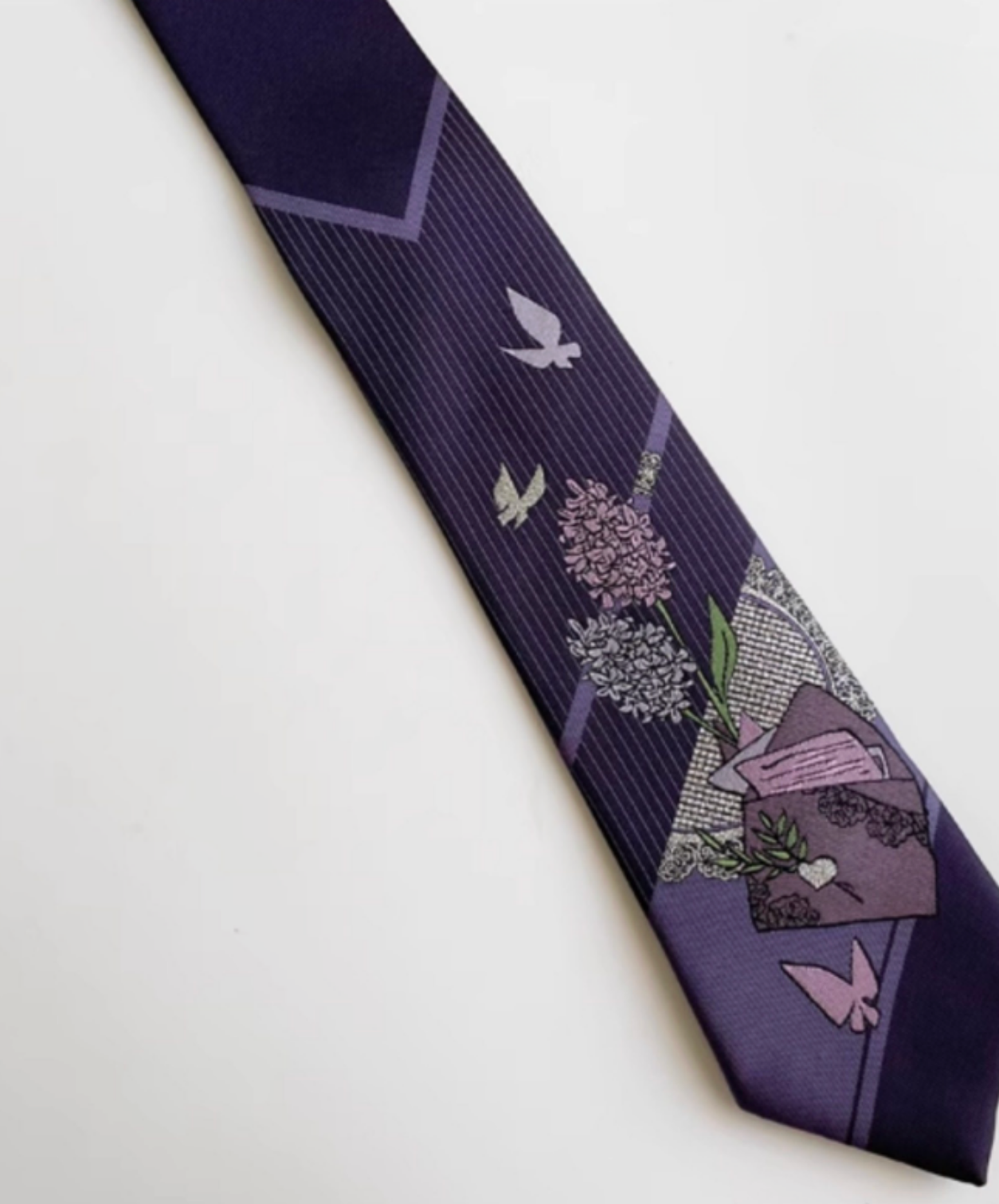 dark lavender letter necktie EN2676