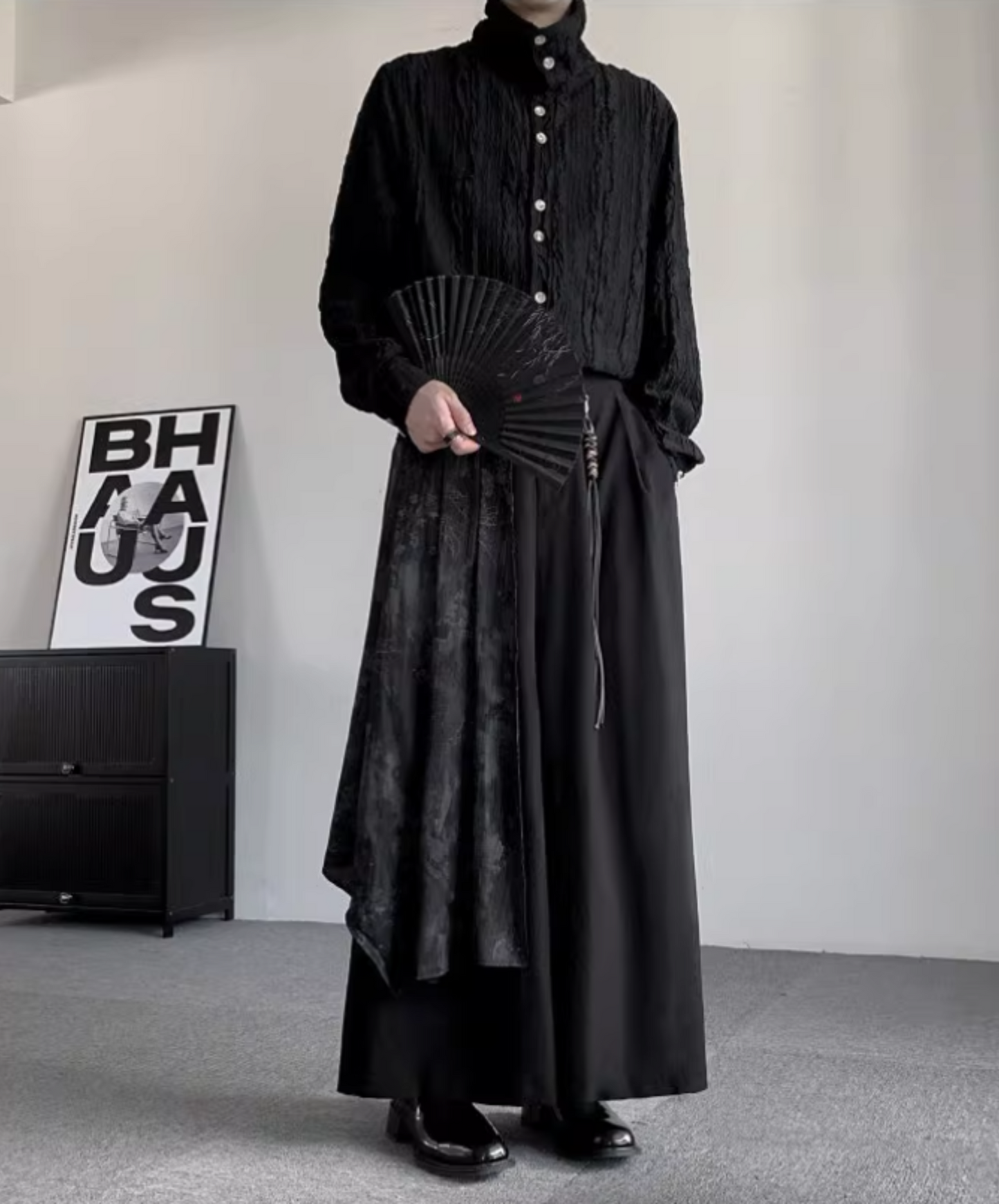 dark fluttering layered wide pants EN1897