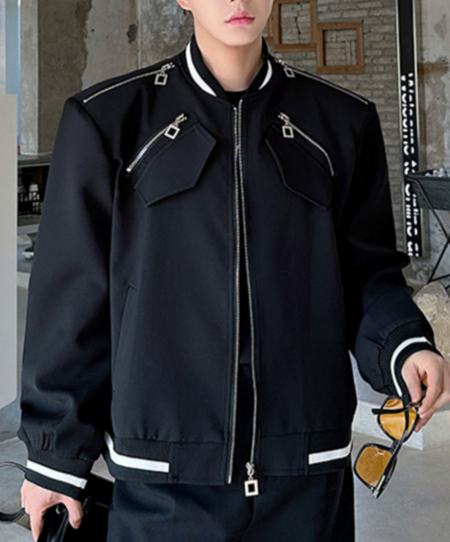 multi-zip-up design stand collar jacket EN1485