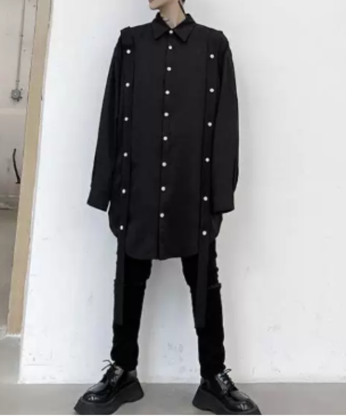 long belt with button detail long shirt EN3107