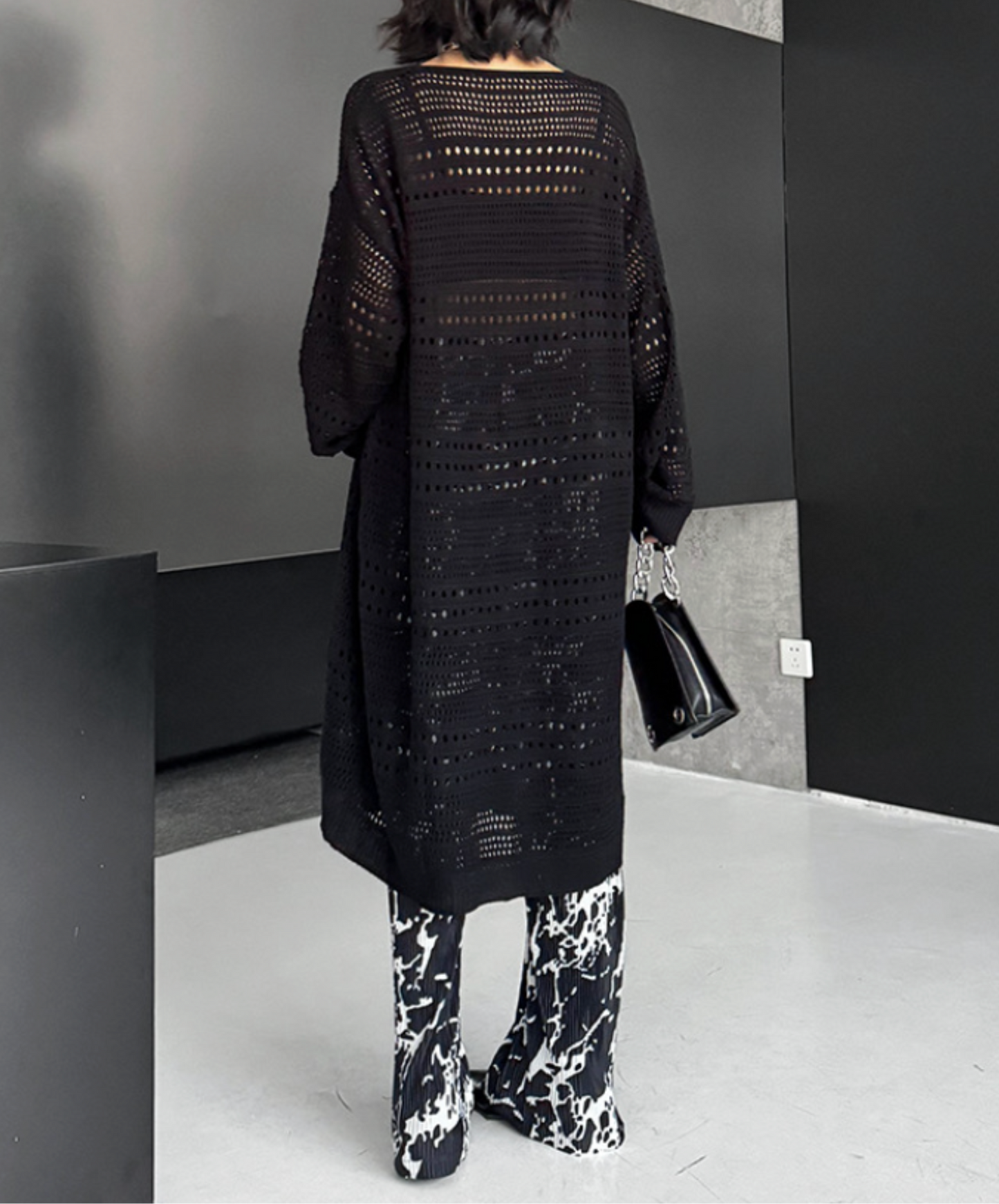 mesh knit long sweater EN2450