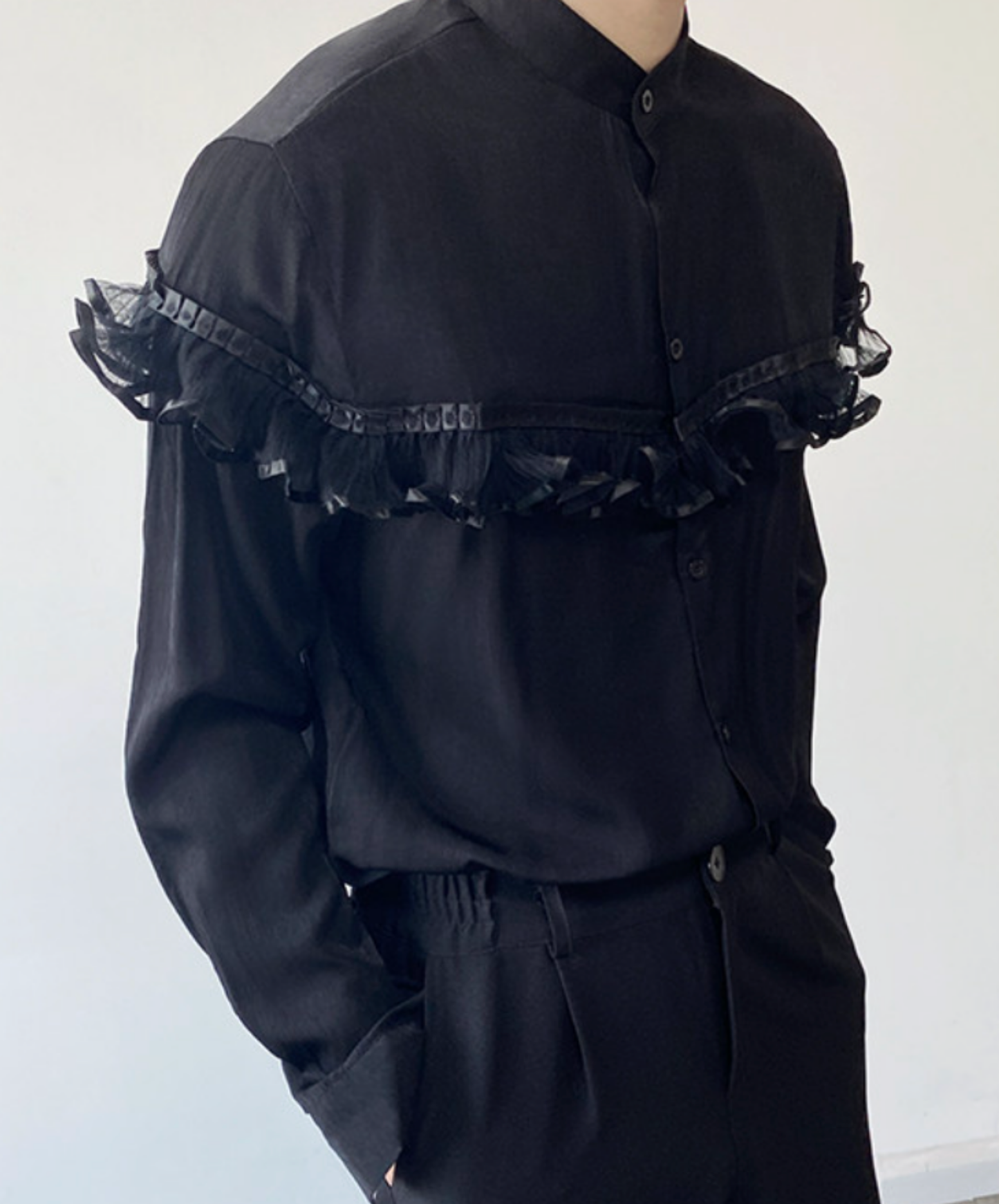 royal style lace trim shirt EN2671