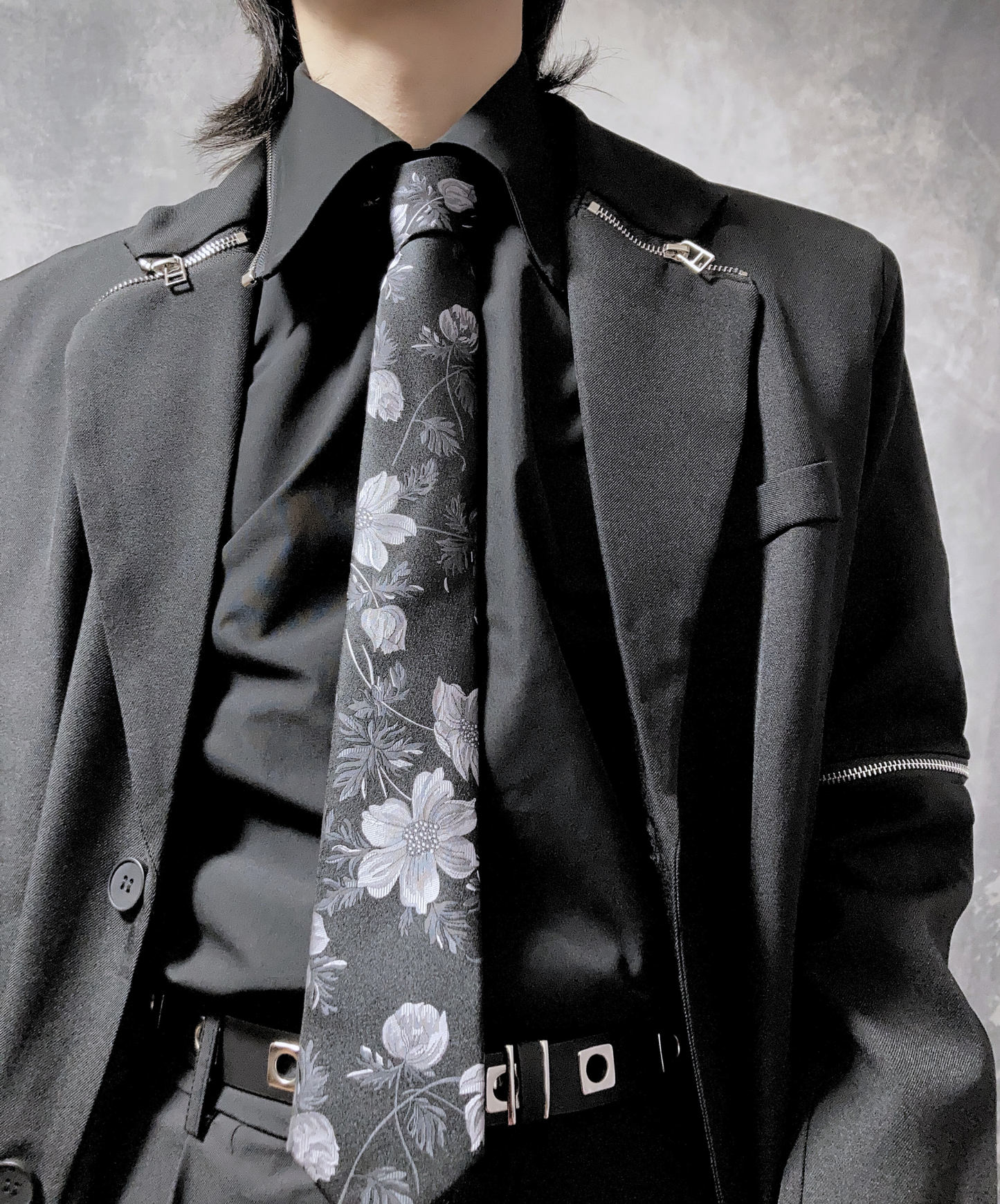 monotone flower necktie EN1904