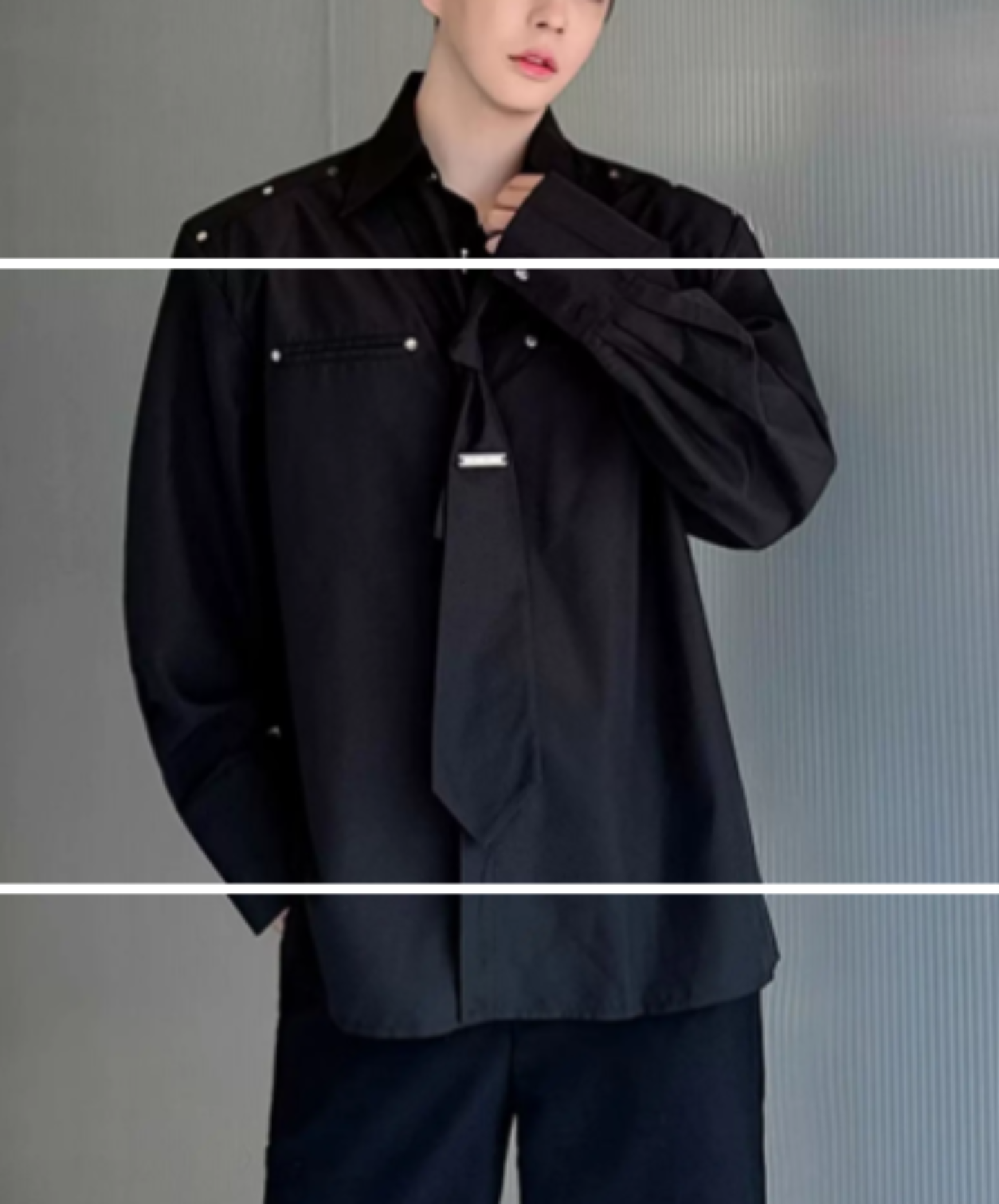 tie with metal rivets shirt EN3025