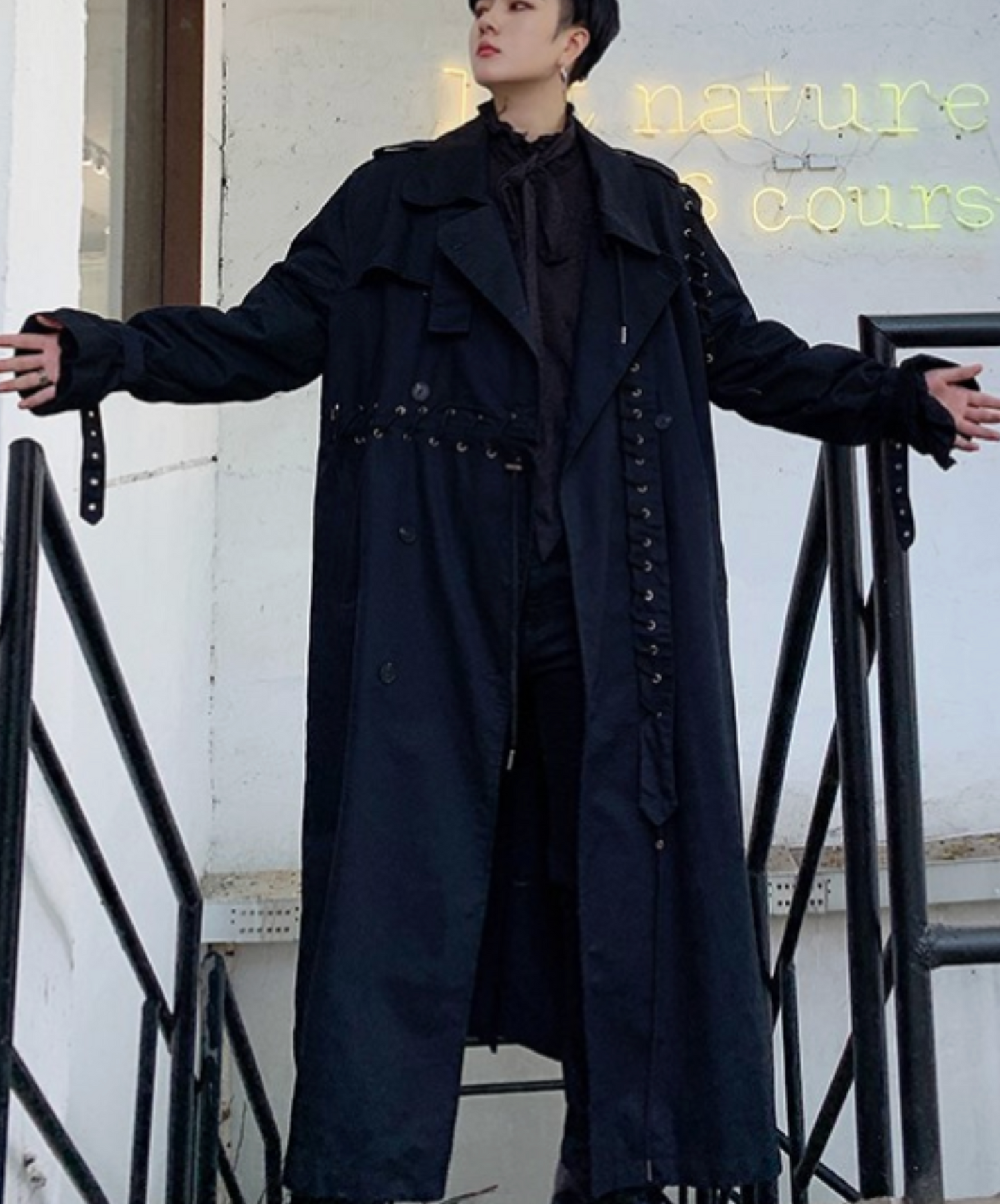 dark double-breasted trench coat EN2506