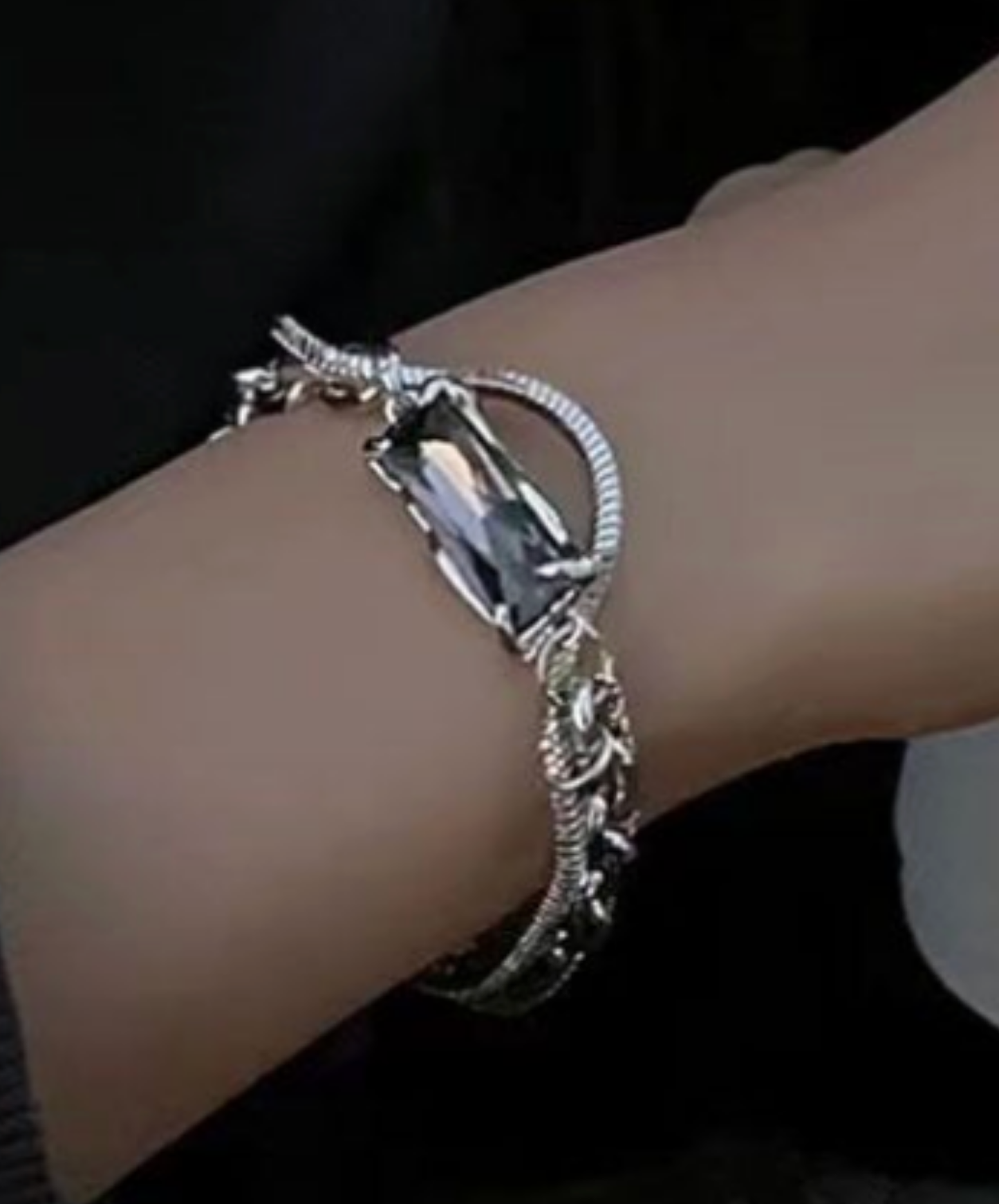three types of chains with stones bracelet EN2758