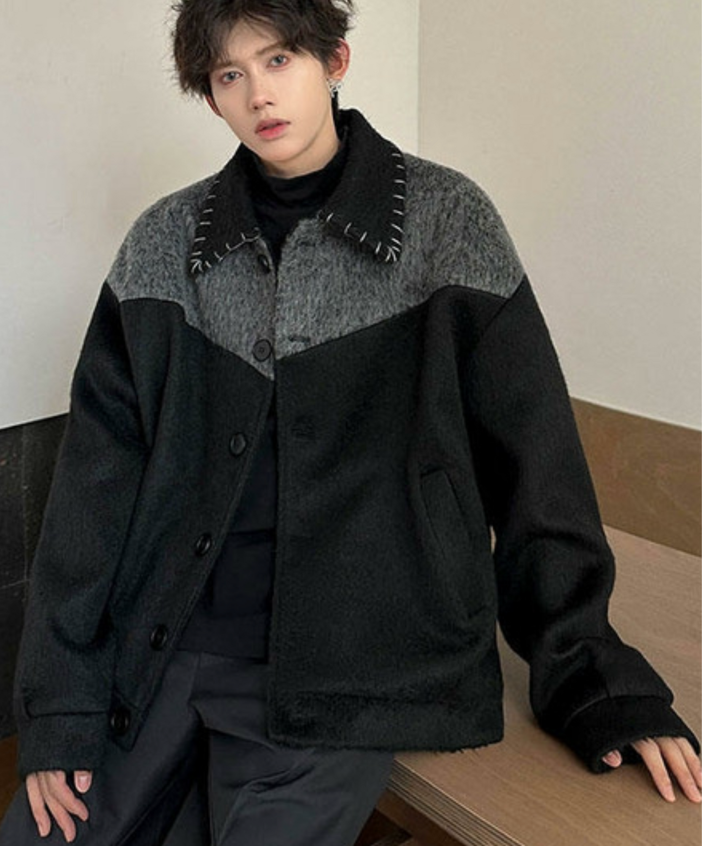 contrast color stitching jacket EN2385