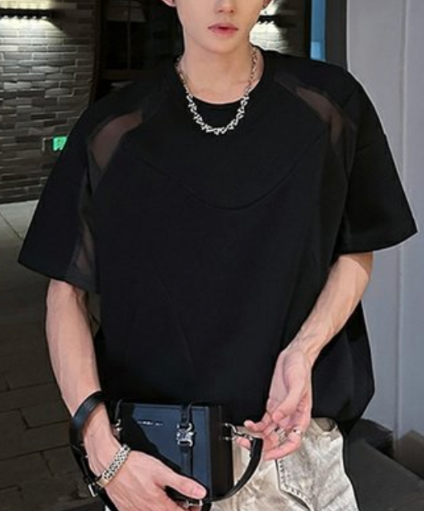 see-through shoulder line t-shirt EN2068
