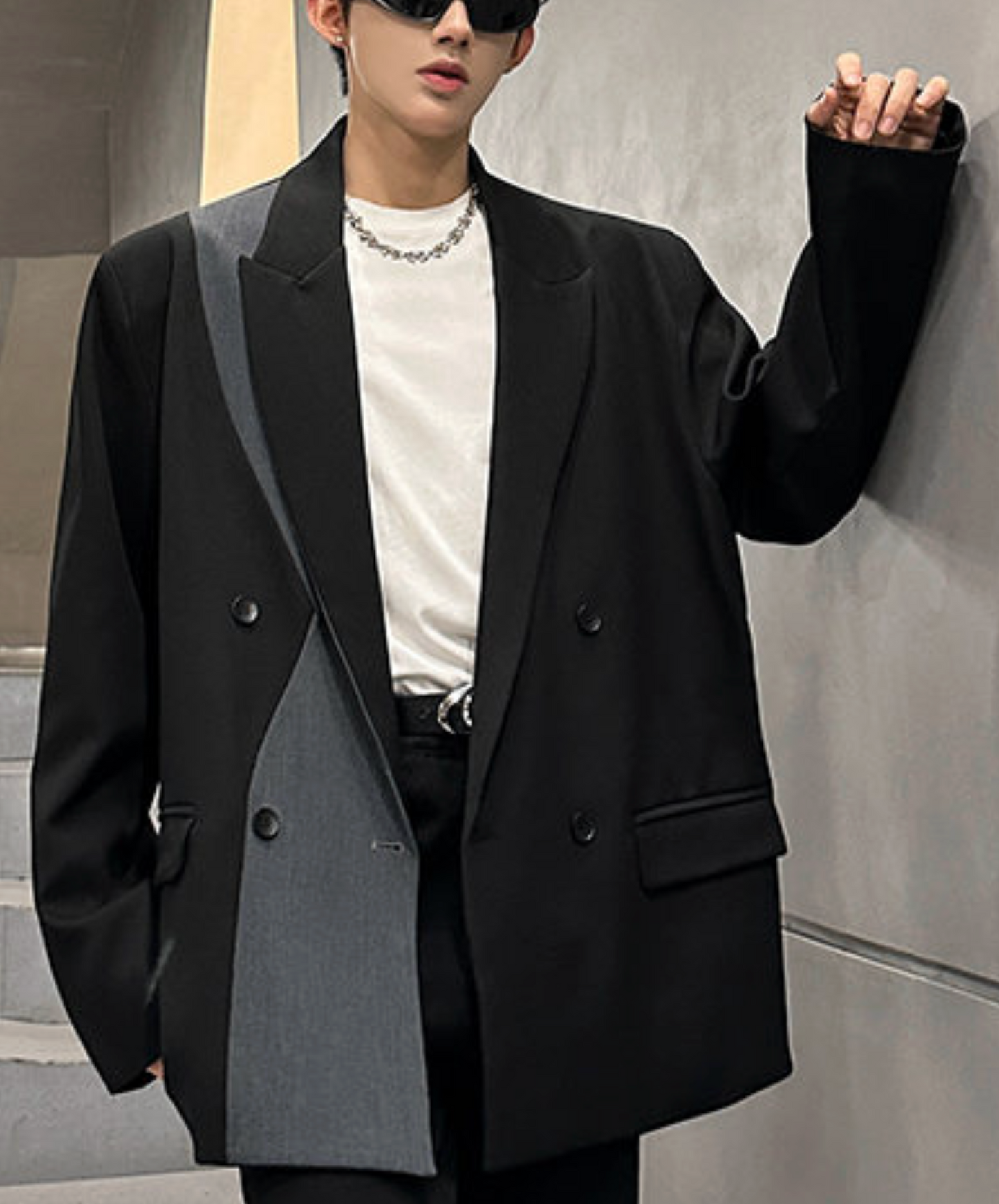 color block double breasted jacket EN2537