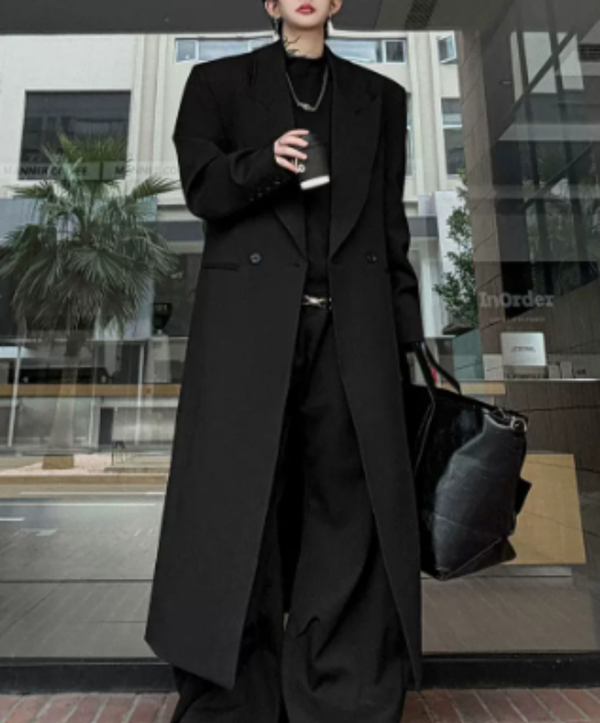sharp peaked lapel coat EN3235