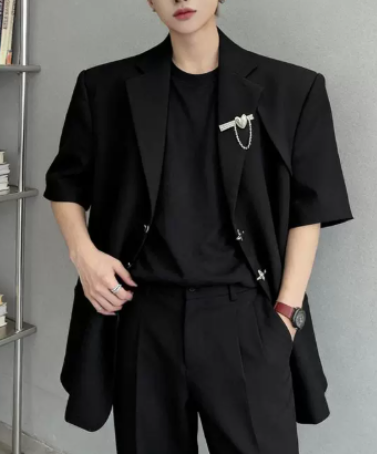 short-sleeved shirt metallic embellishments jacket EN2877
