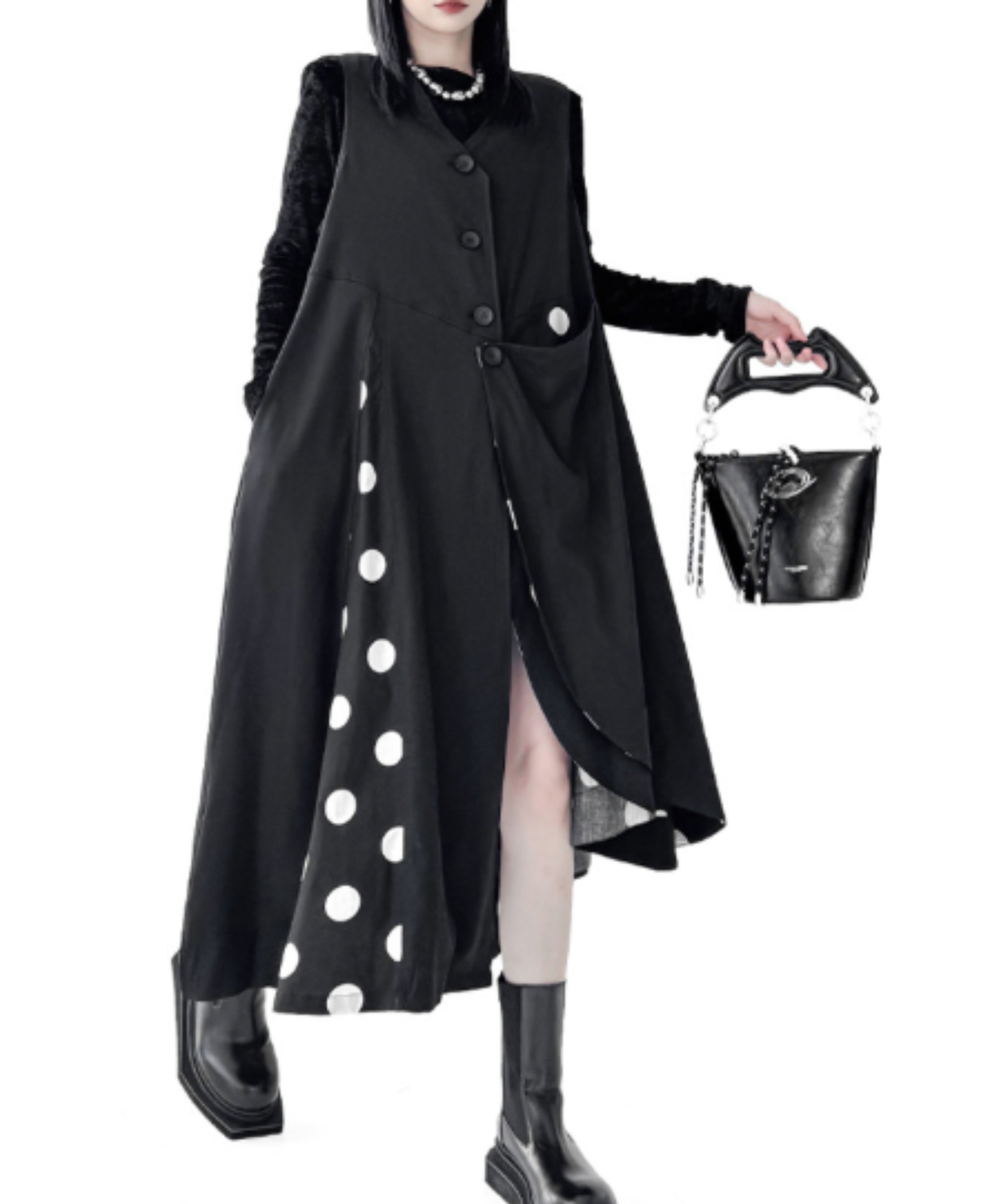 asymmetrical v-neck mid-length top vest  EN3051