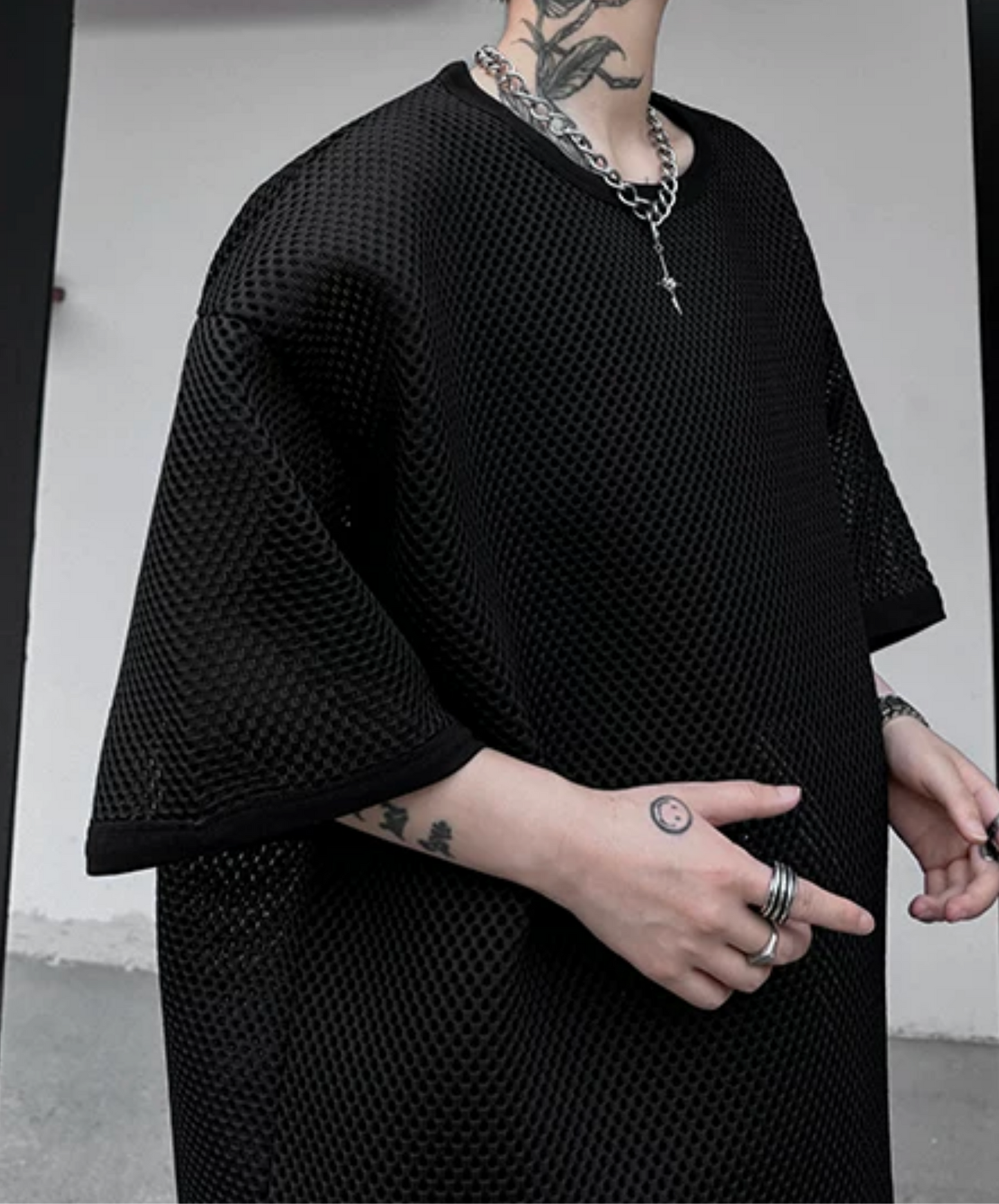 round mesh oversized t-shirt EN2862
