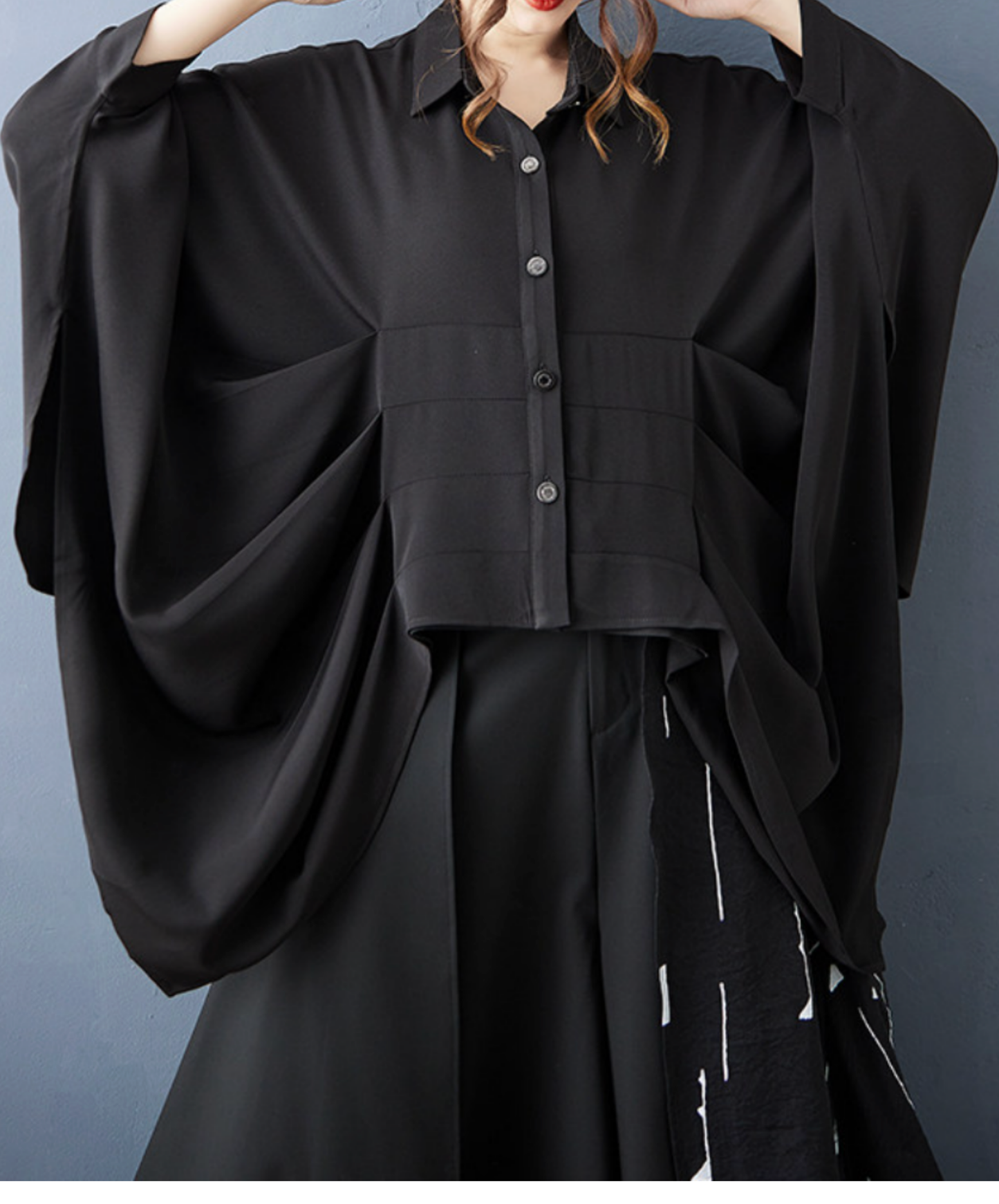 【style91】dark mode outfit set EN2716（shirt + pants set）