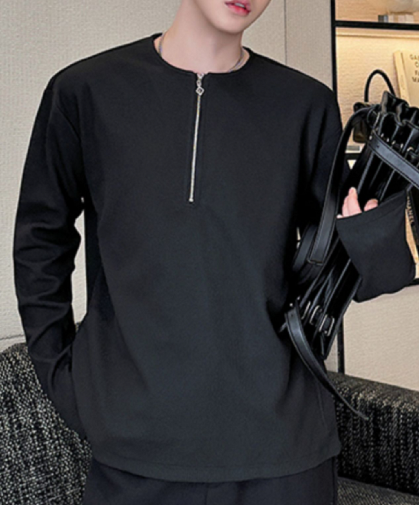 luxury zip-up design bottling long t-shirt EN1629