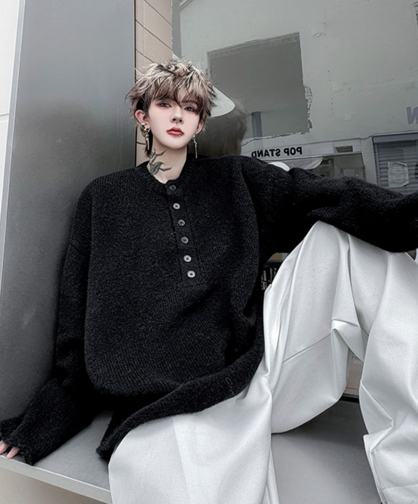 drop shoulder thick sweater EN2459