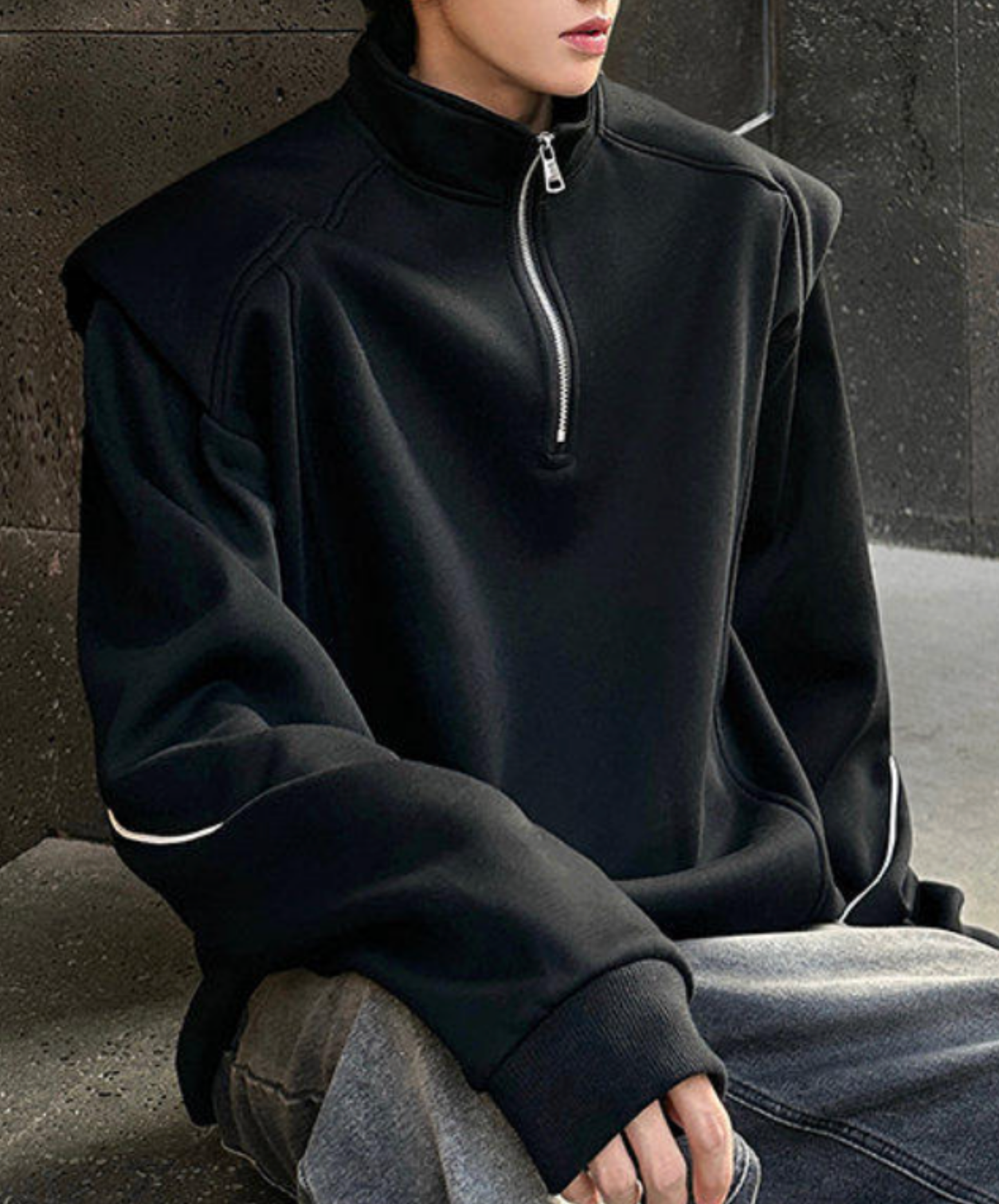 turtleneck zipper and fleece lining sweatshirt EN2683