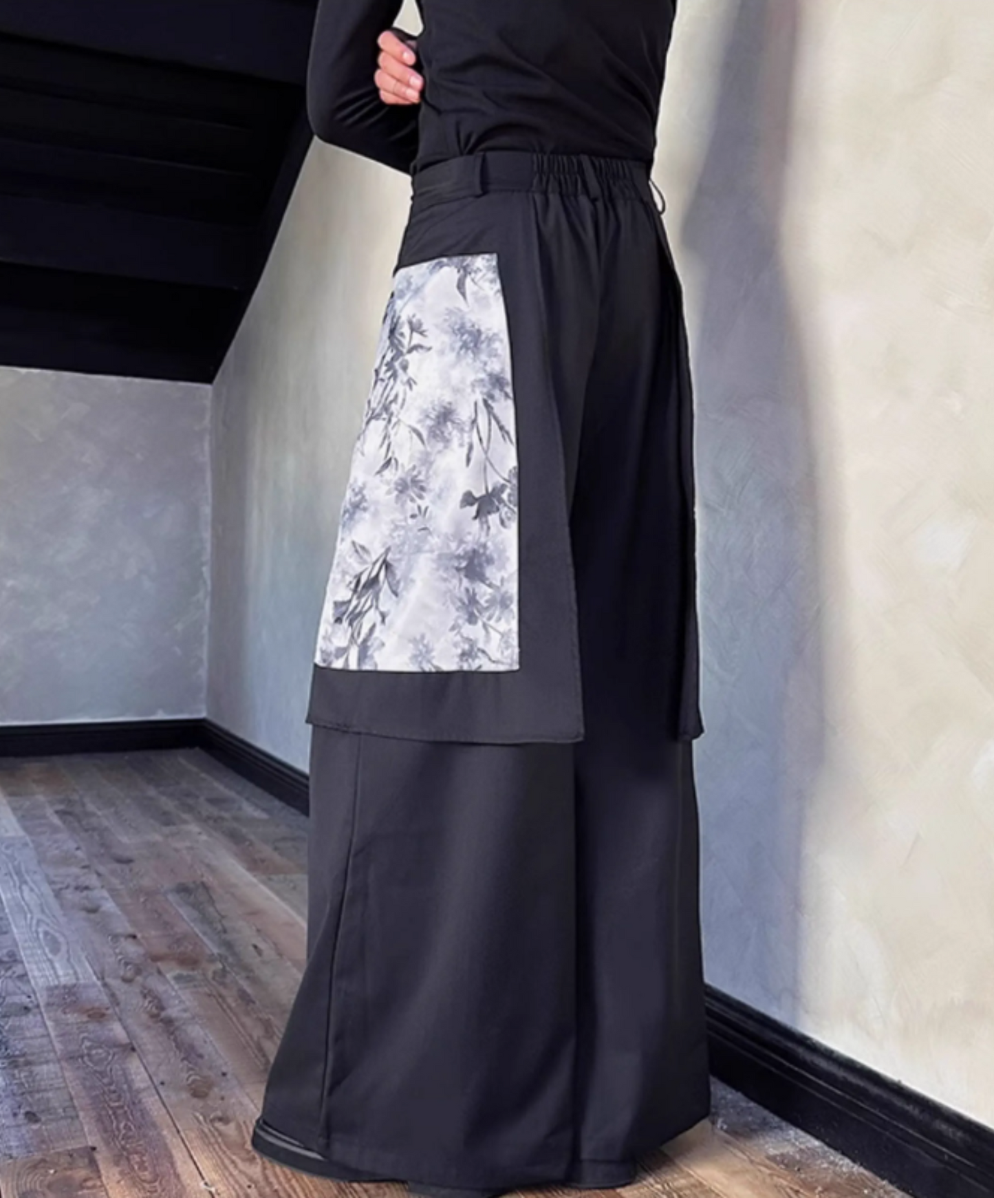 chinese graphic print wide pants EN1861